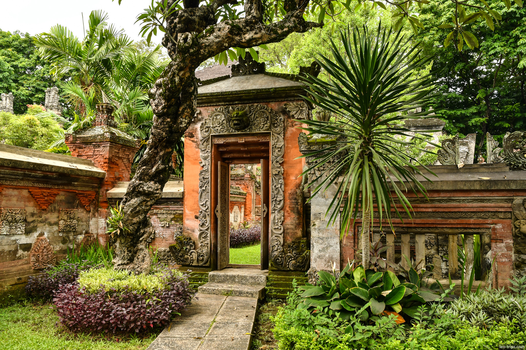 ornate carved gateway bali museum garden bali