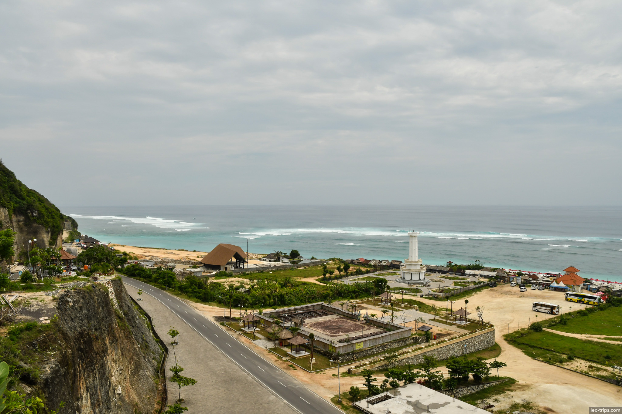 pandawa beach road and coastal overview bali