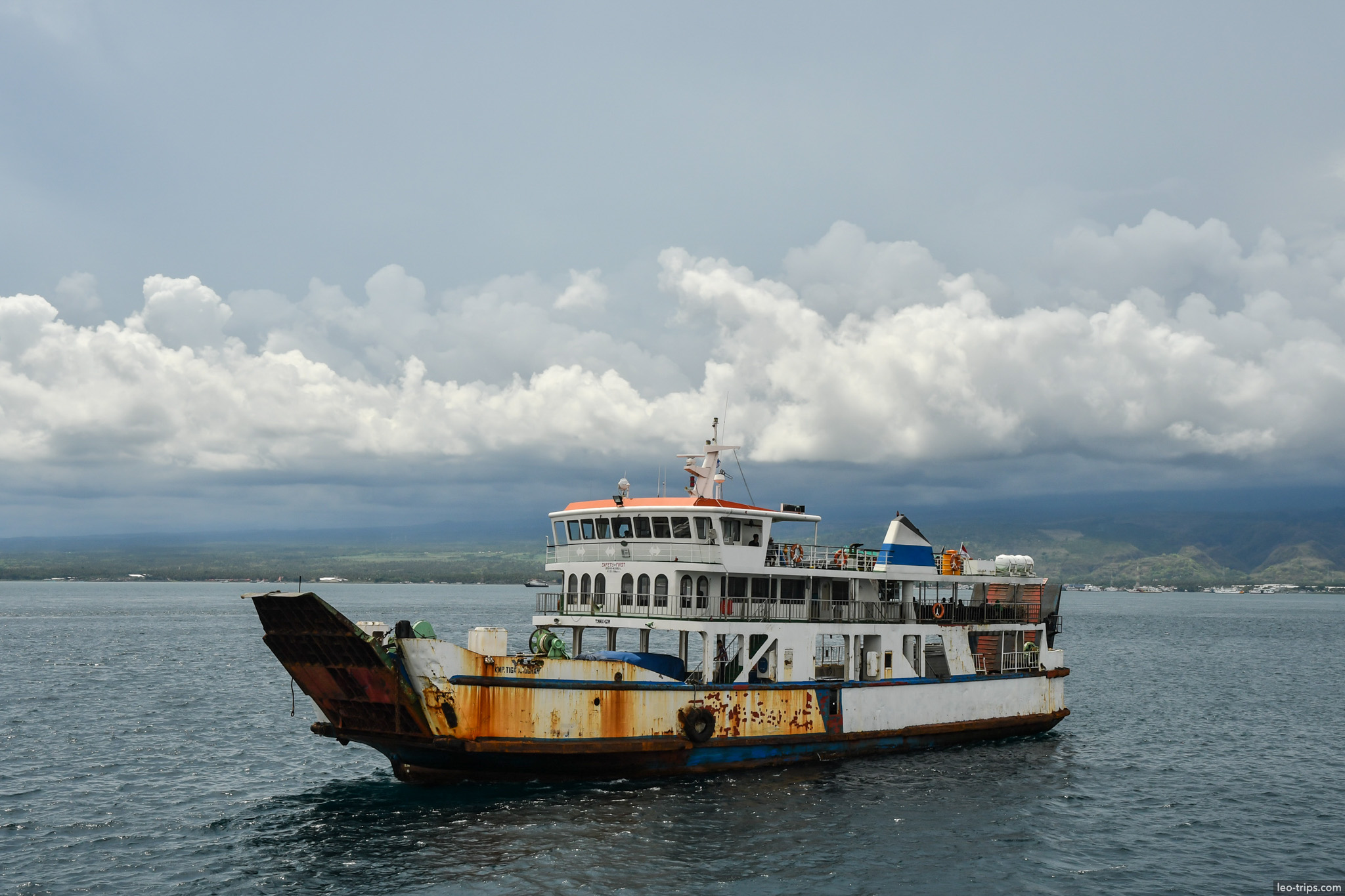 rusty cargo ferry bali strait bali