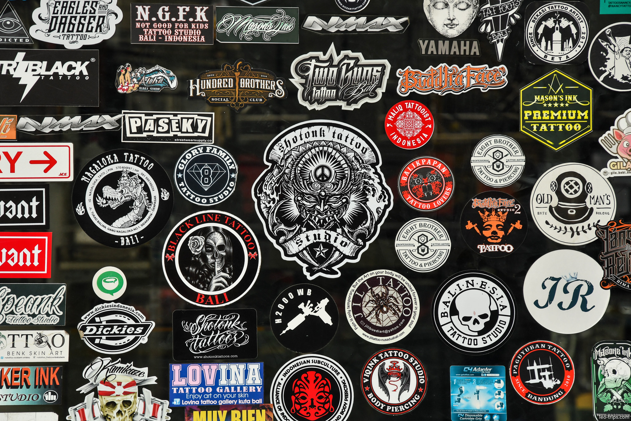tattoo studio sticker wall collection bali