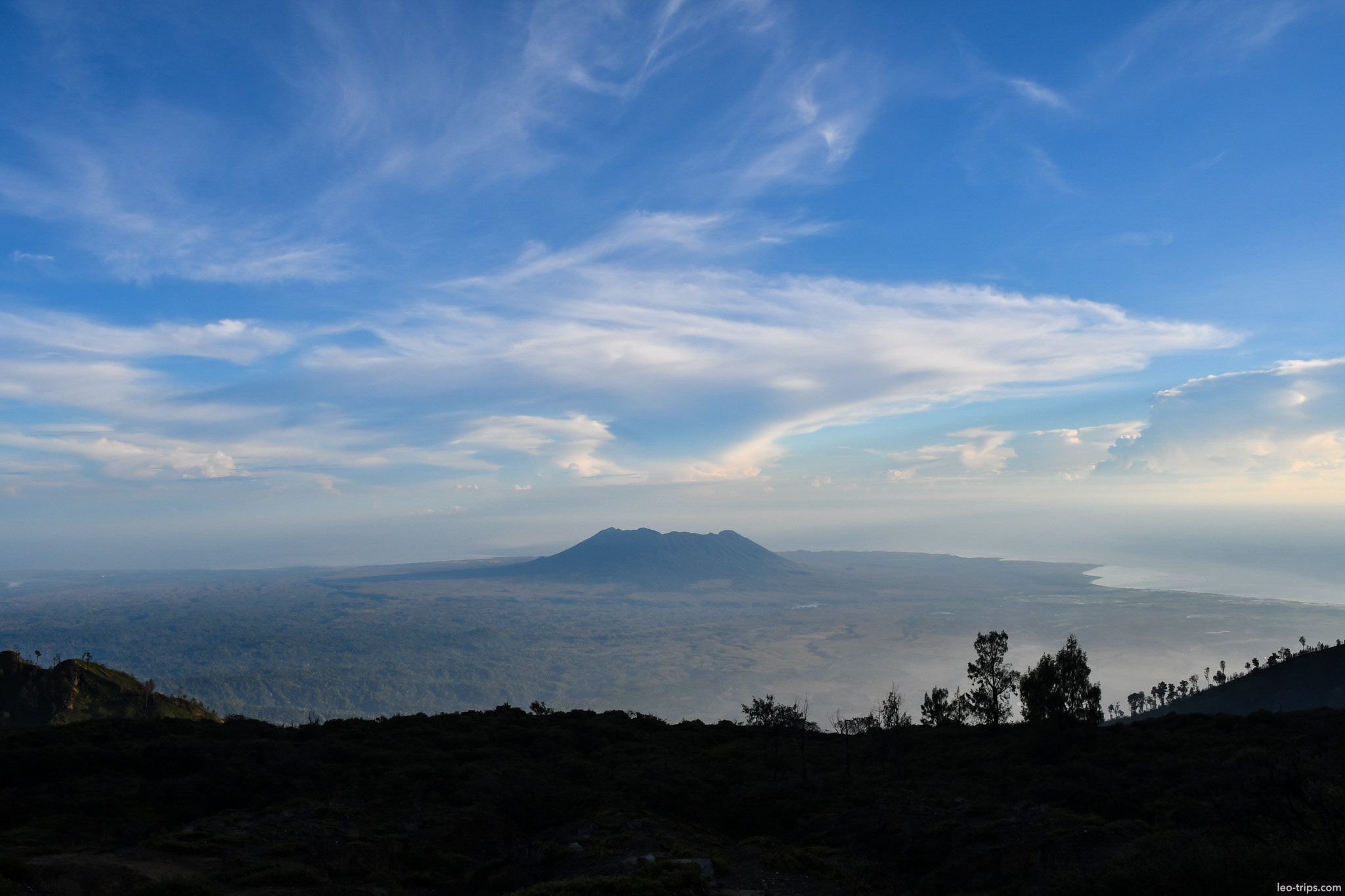 baluran volcano and coast panorama from ijen ijen lake