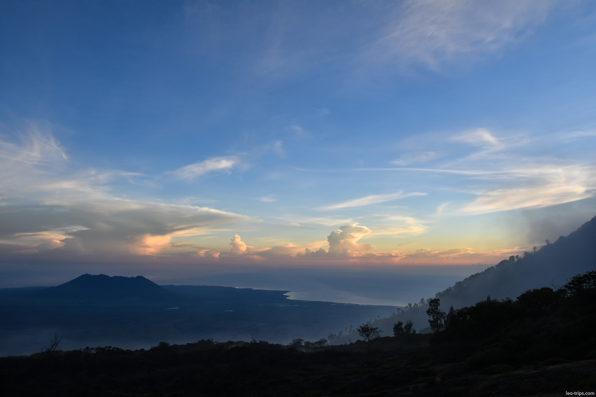 dawn panorama coastline and volcano ijen ijen lake
