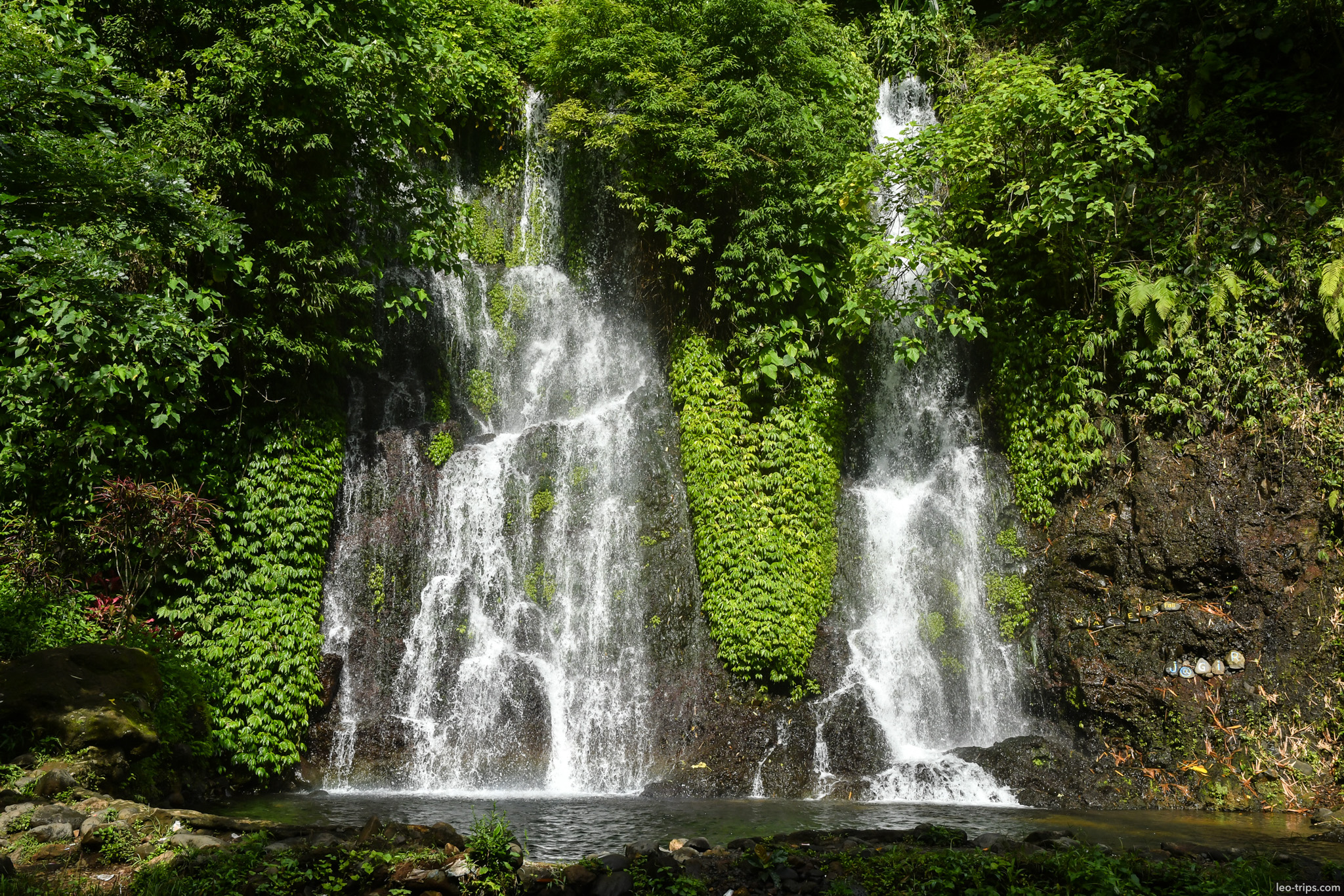 twin waterfall in tropical jungle ijen ijen lake