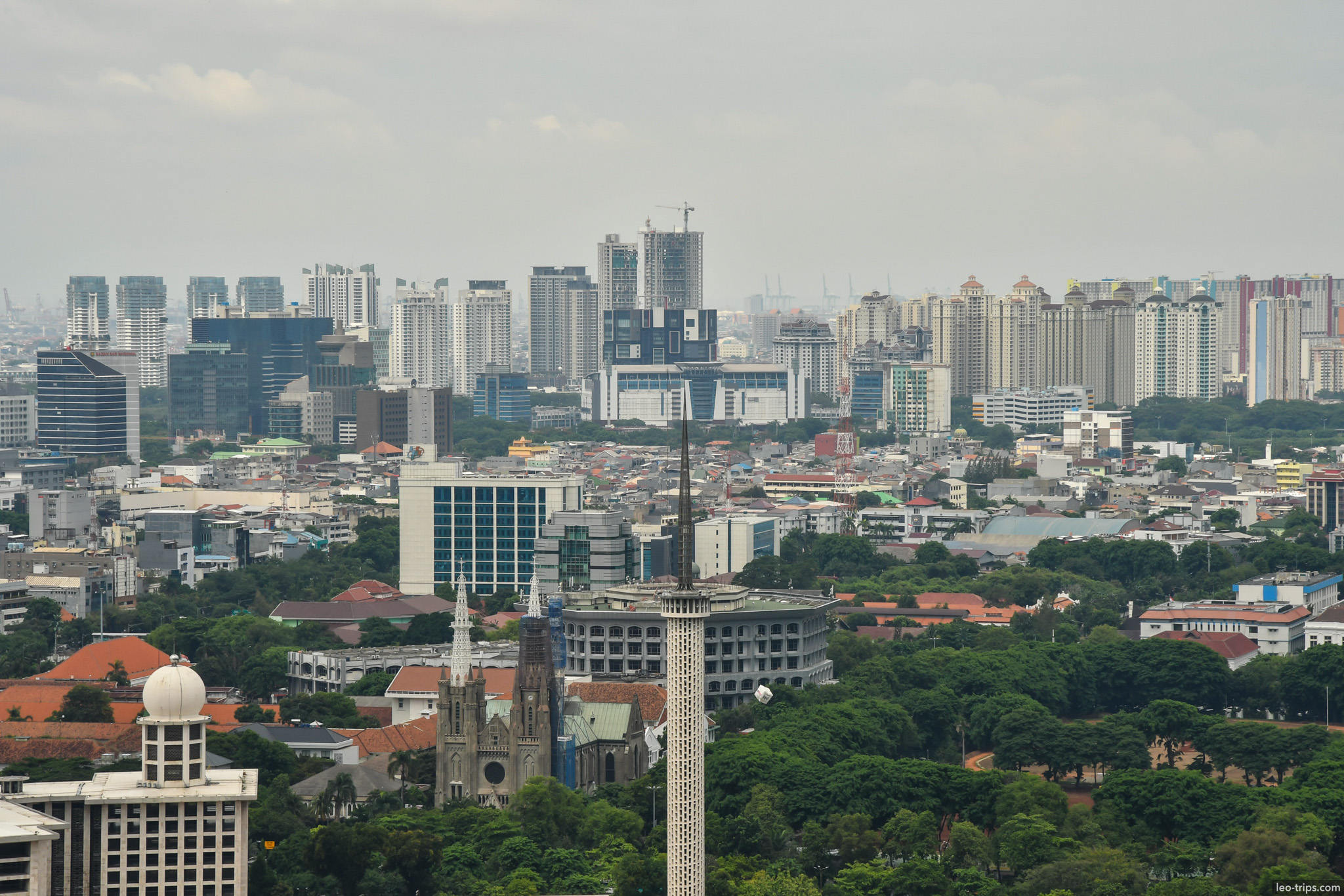 aerial cathedral church and minaret jakarta jakarta