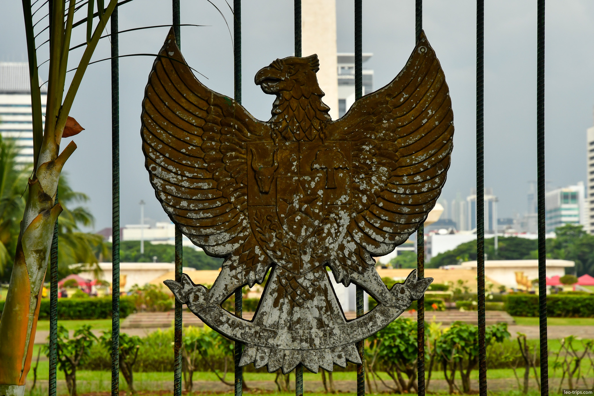 garuda pancasila emblem on iron fence jakarta jakarta