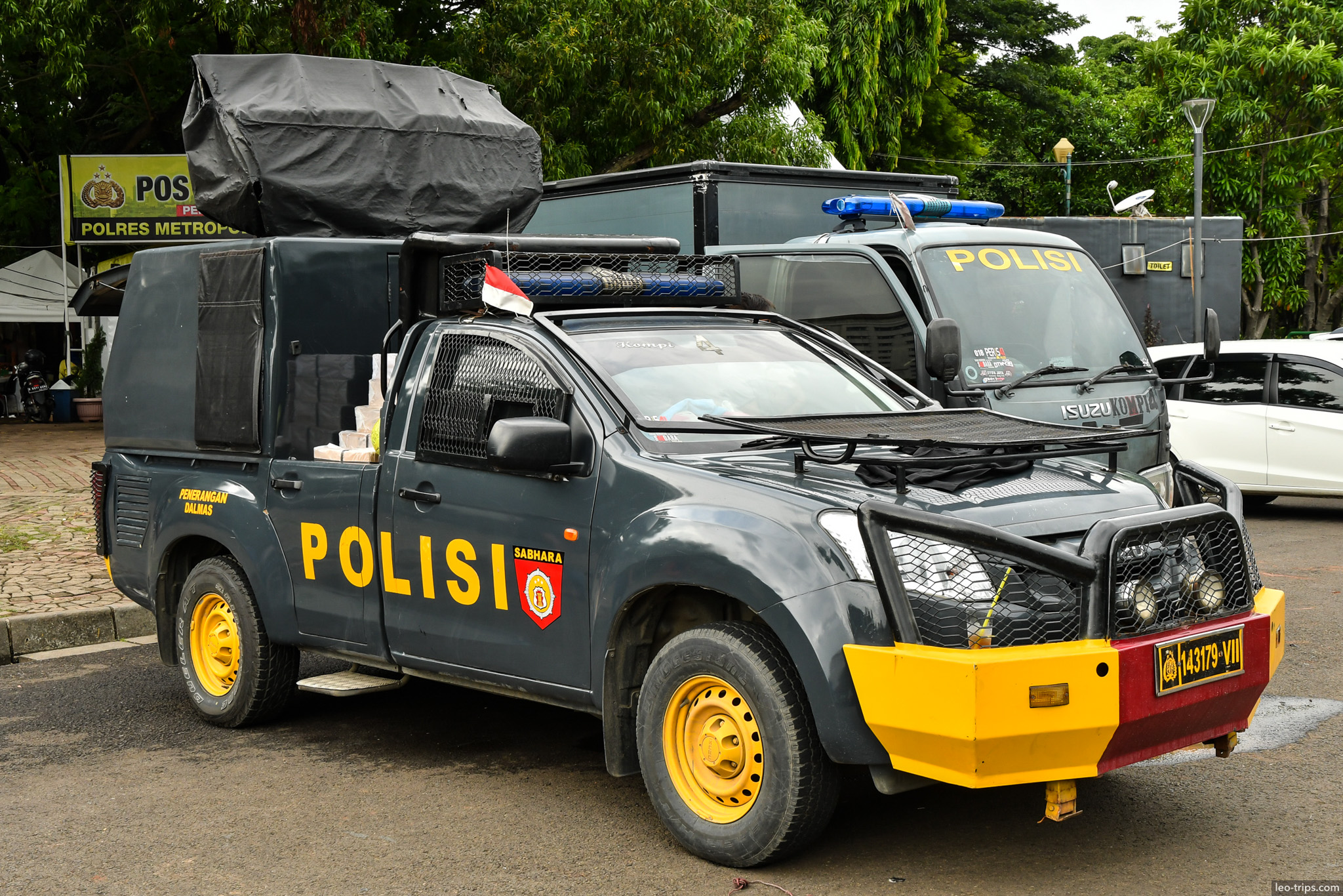 indonesian police truck parked jakarta jakarta