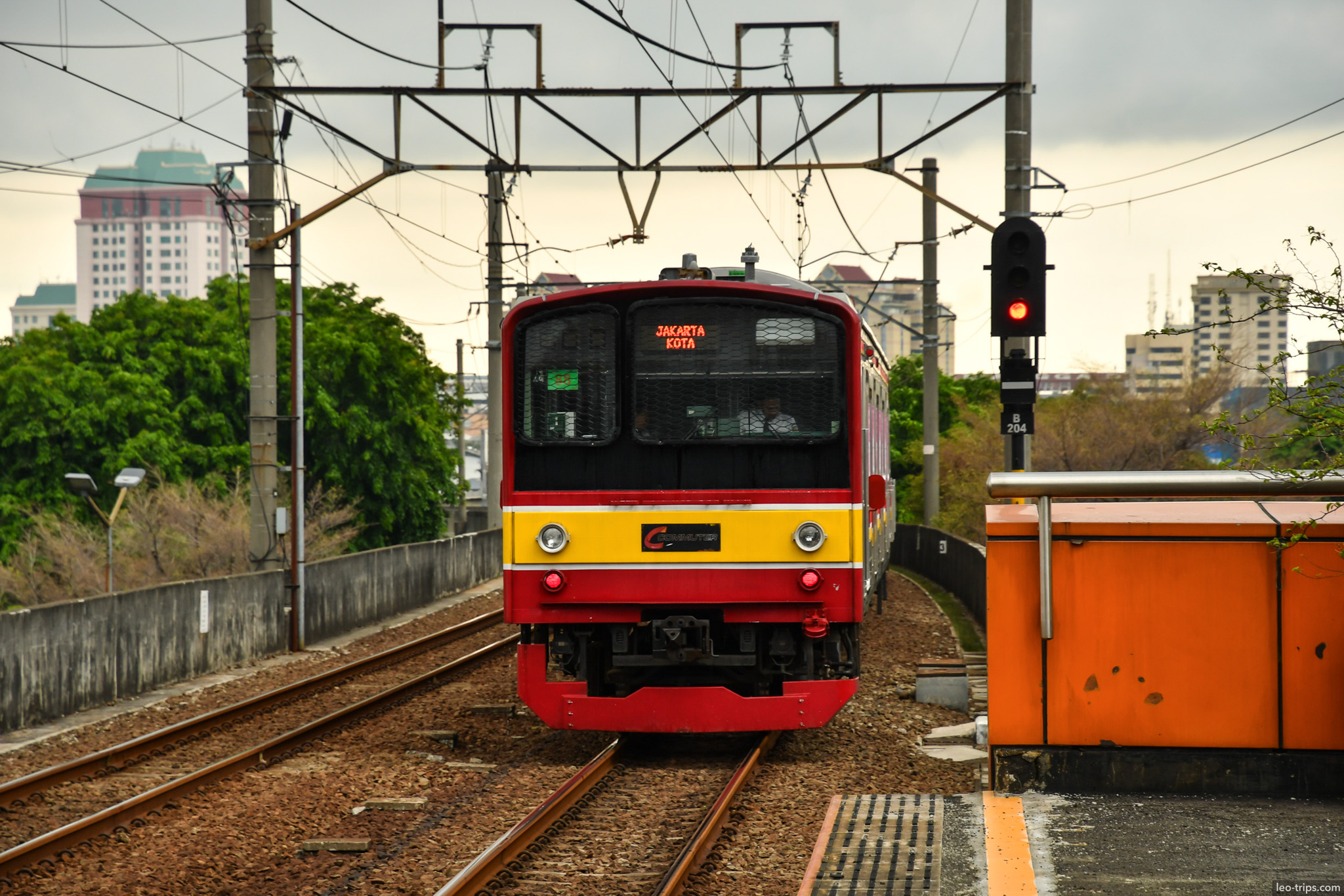 krl commuter train approaching front view jakarta jakarta