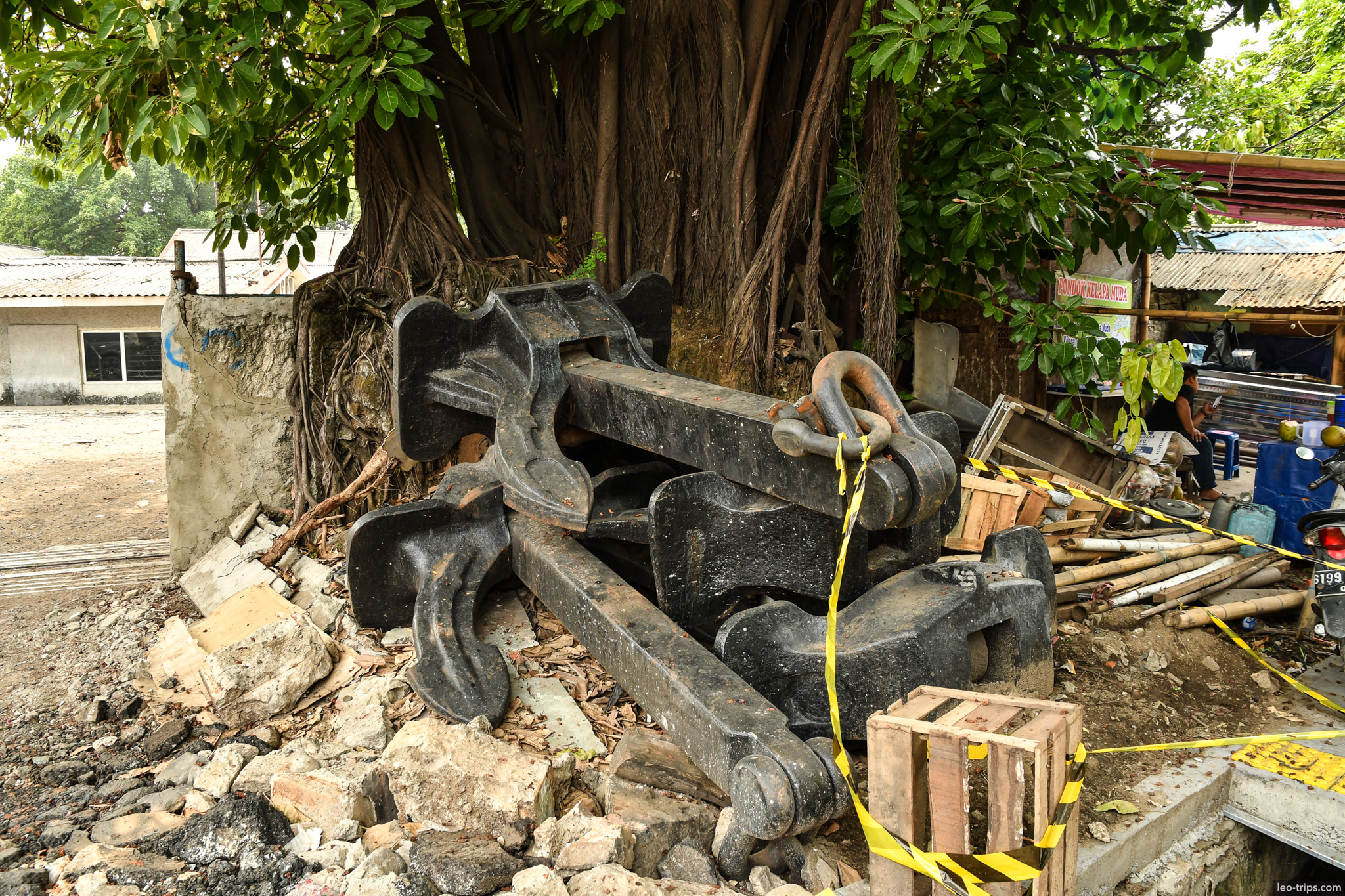 old ship anchor under banyan tree jakarta jakarta