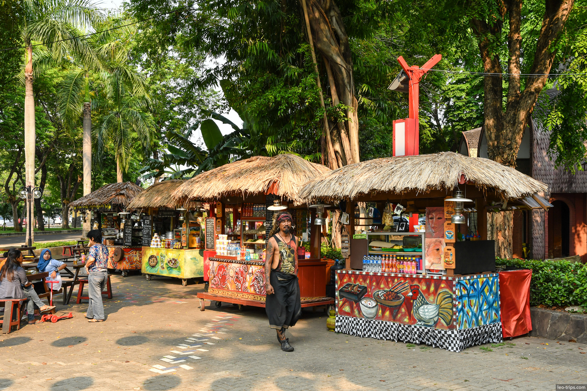 thatched roof food stalls pasar seni ancol jakarta