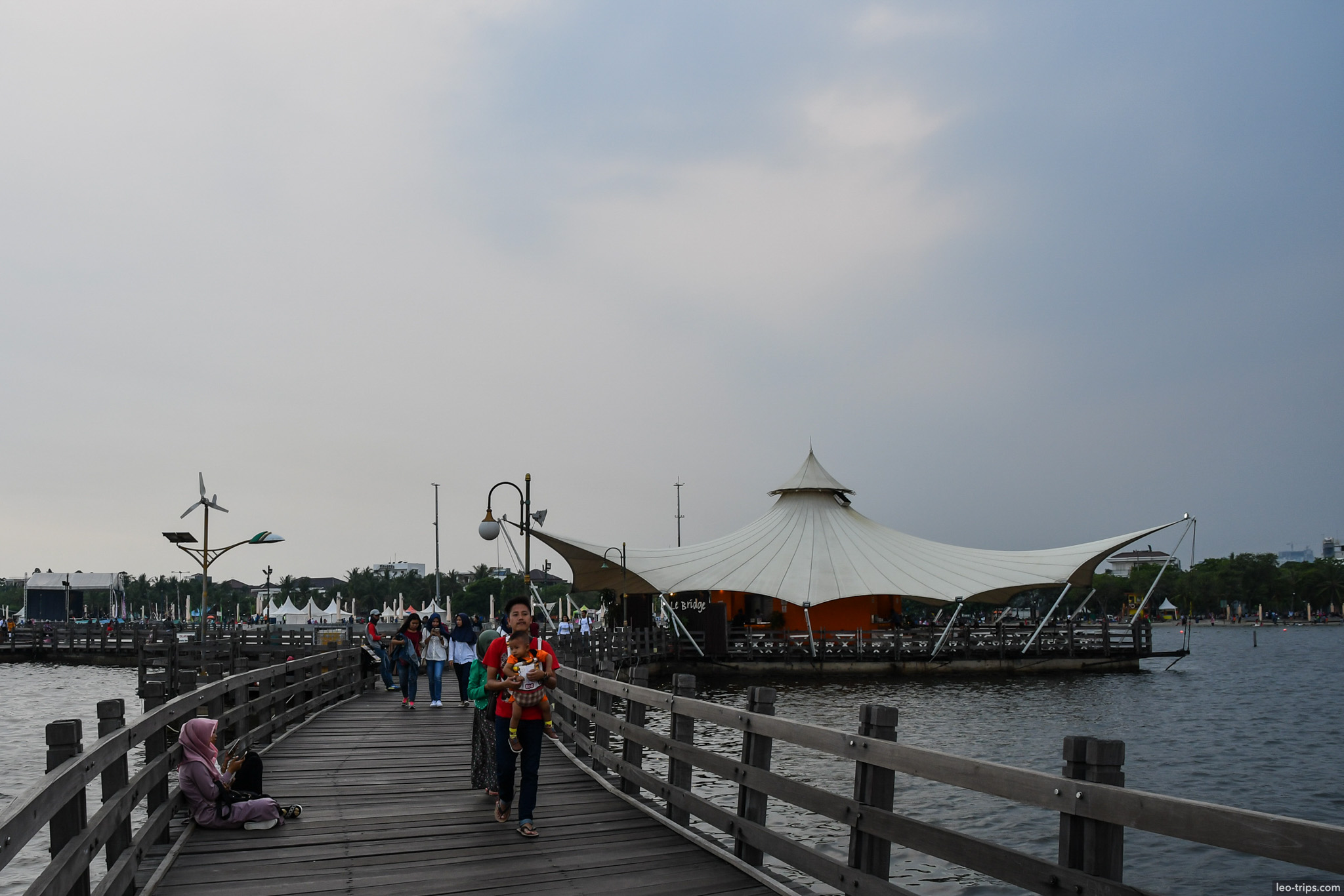wooden boardwalk tent pavilion ancol jakarta jakarta