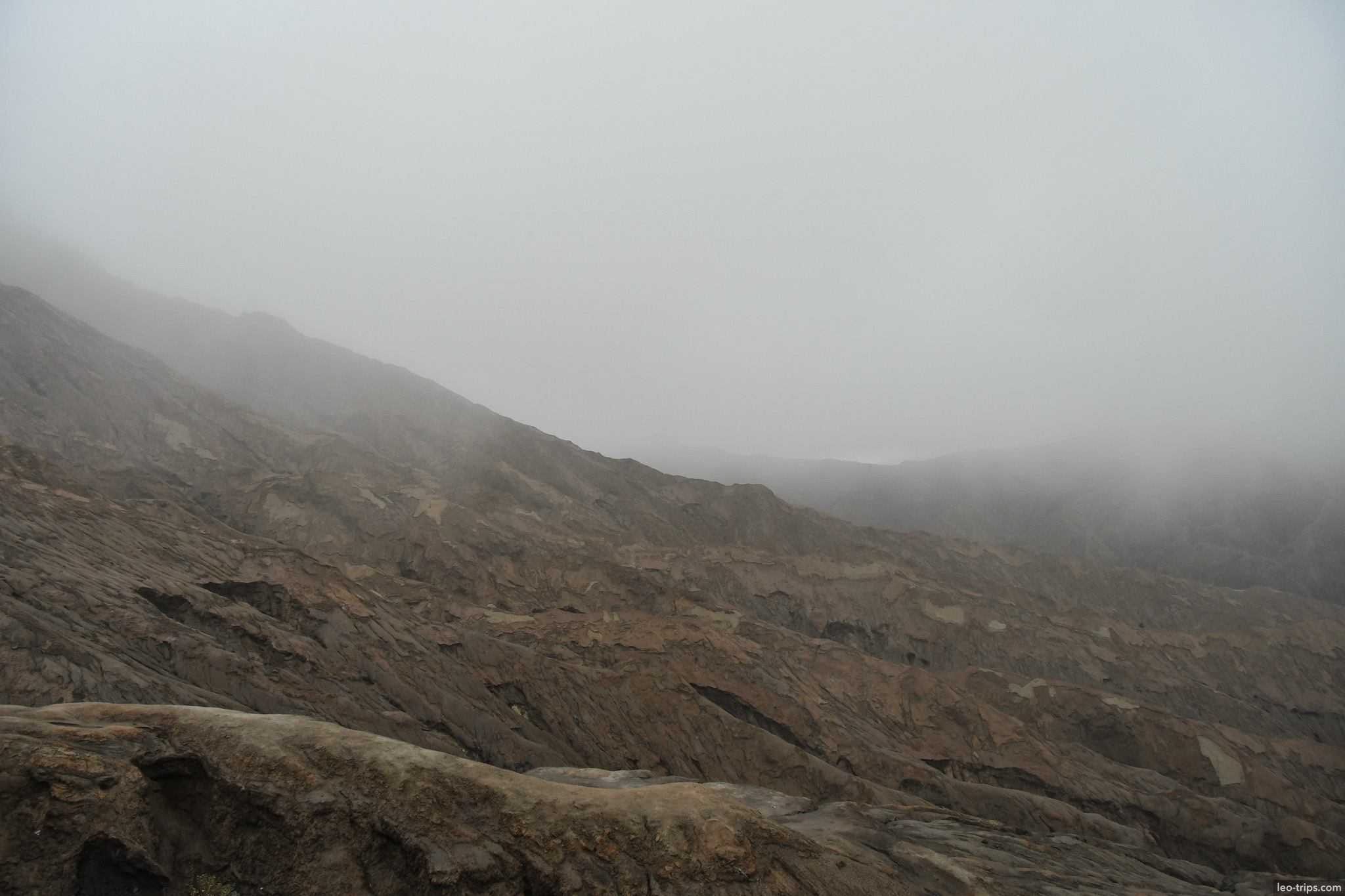 barren volcanic slope of bromo crater mount bromo