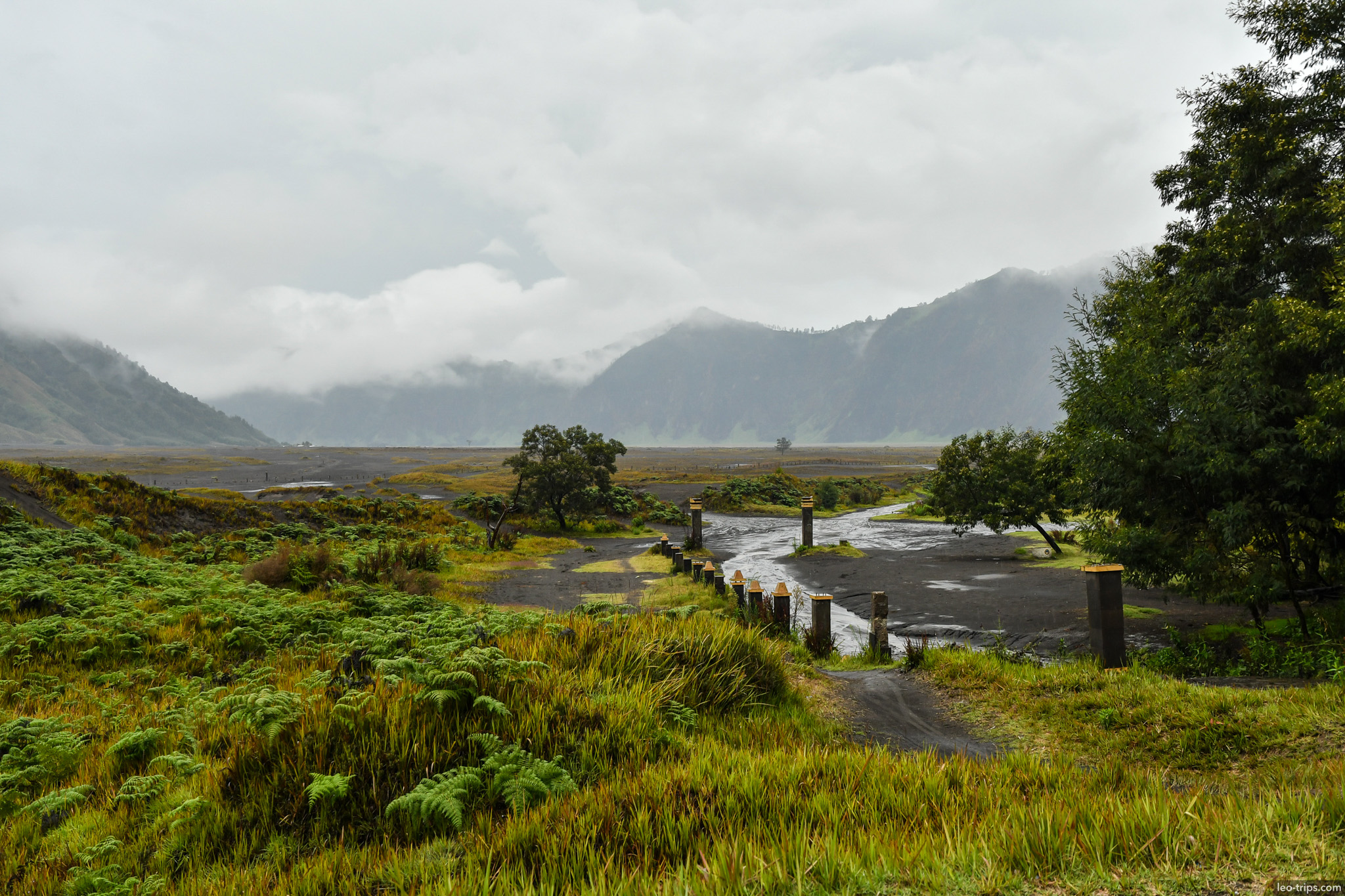 green valley and river crossing tengger caldera mount bromo