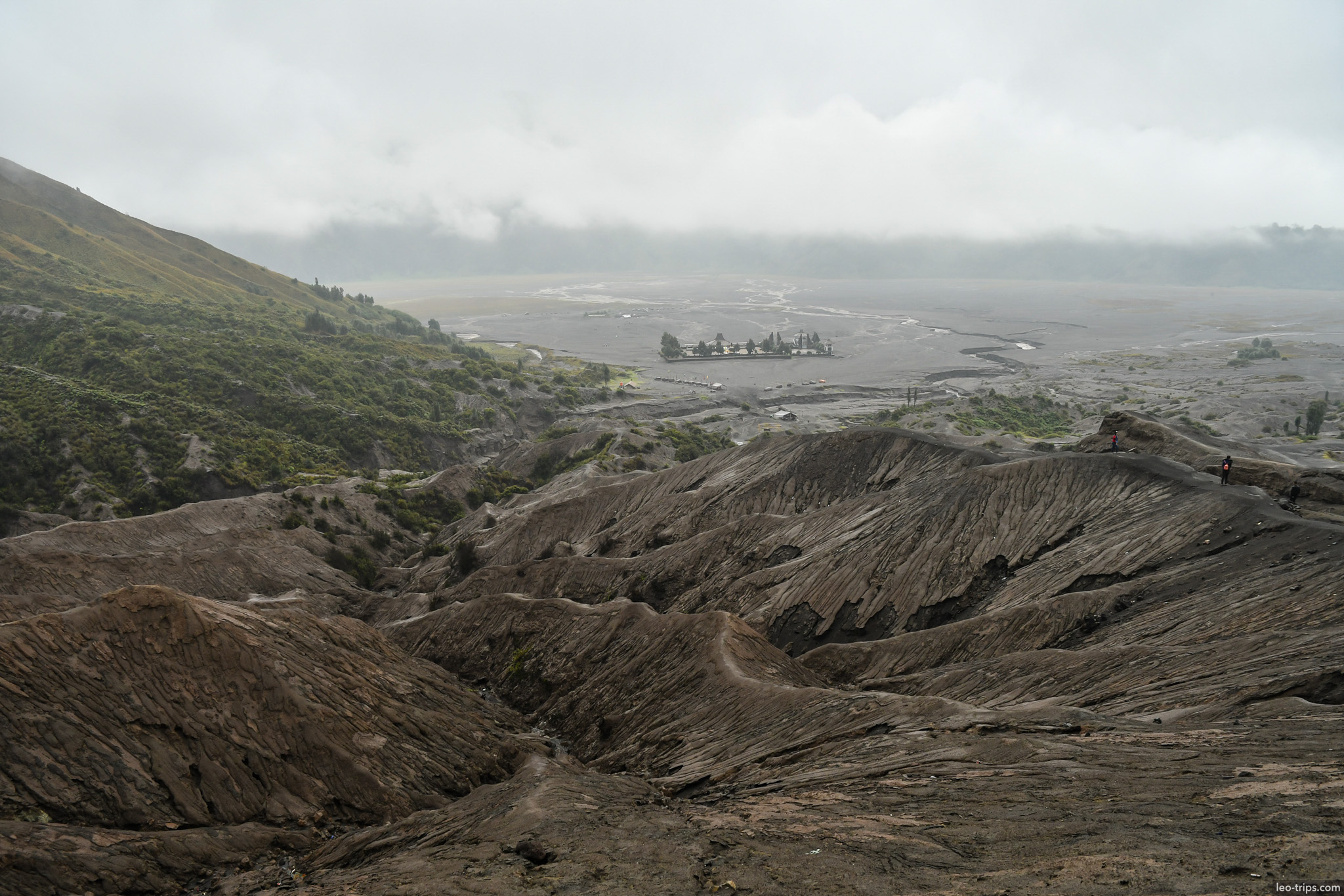 panoramic view of tengger caldera from bromo mount bromo