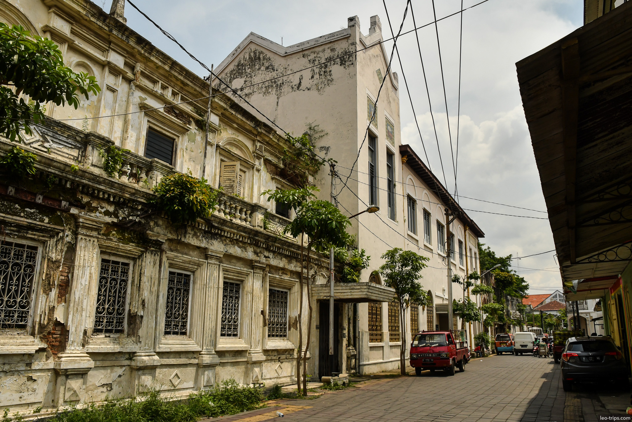 old colonial facades narrow street kota lama semarang