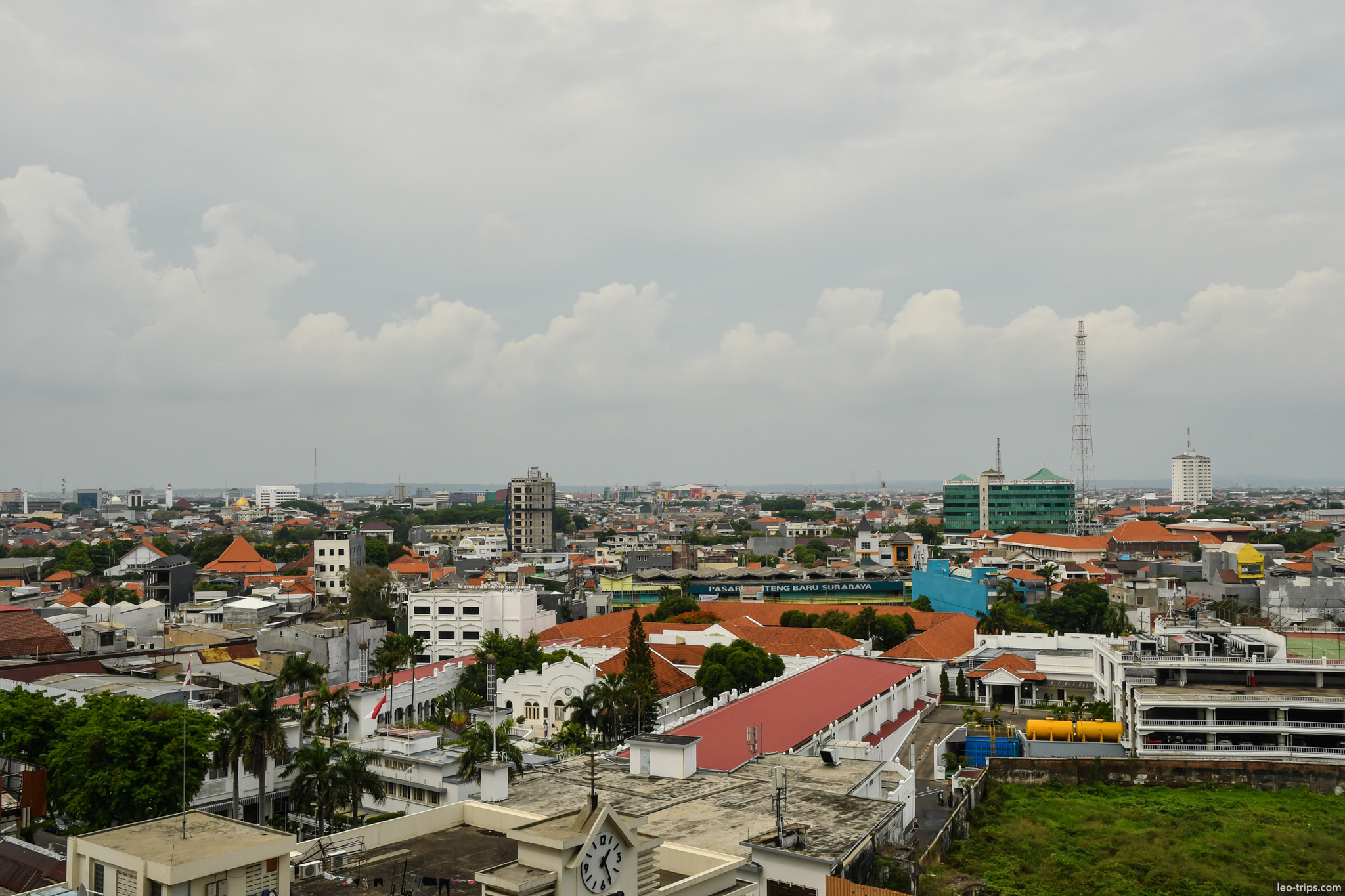 aerial cityscape red rooftops surabaya surabaya