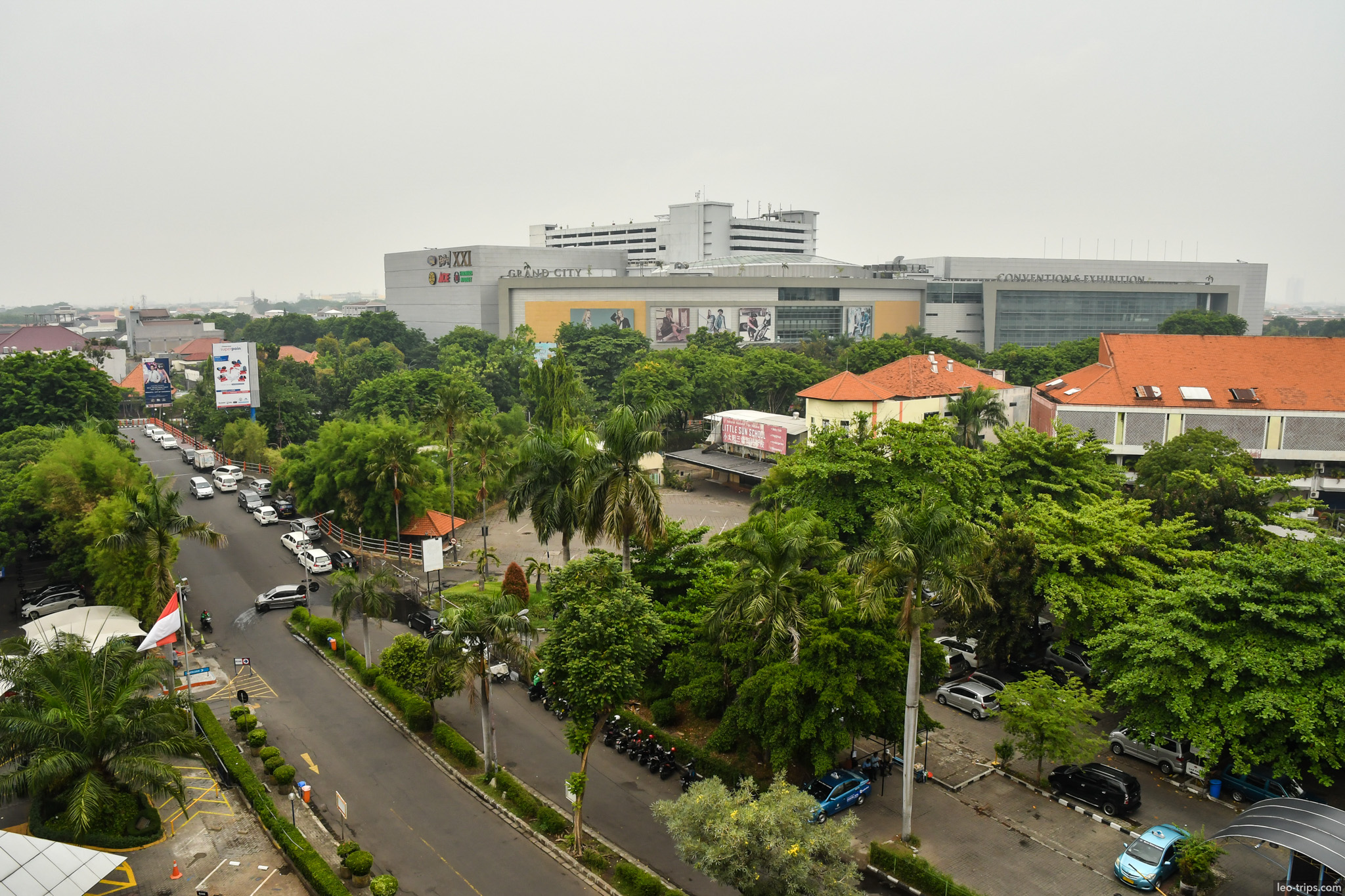 shopping mall aerial view green trees surabaya surabaya