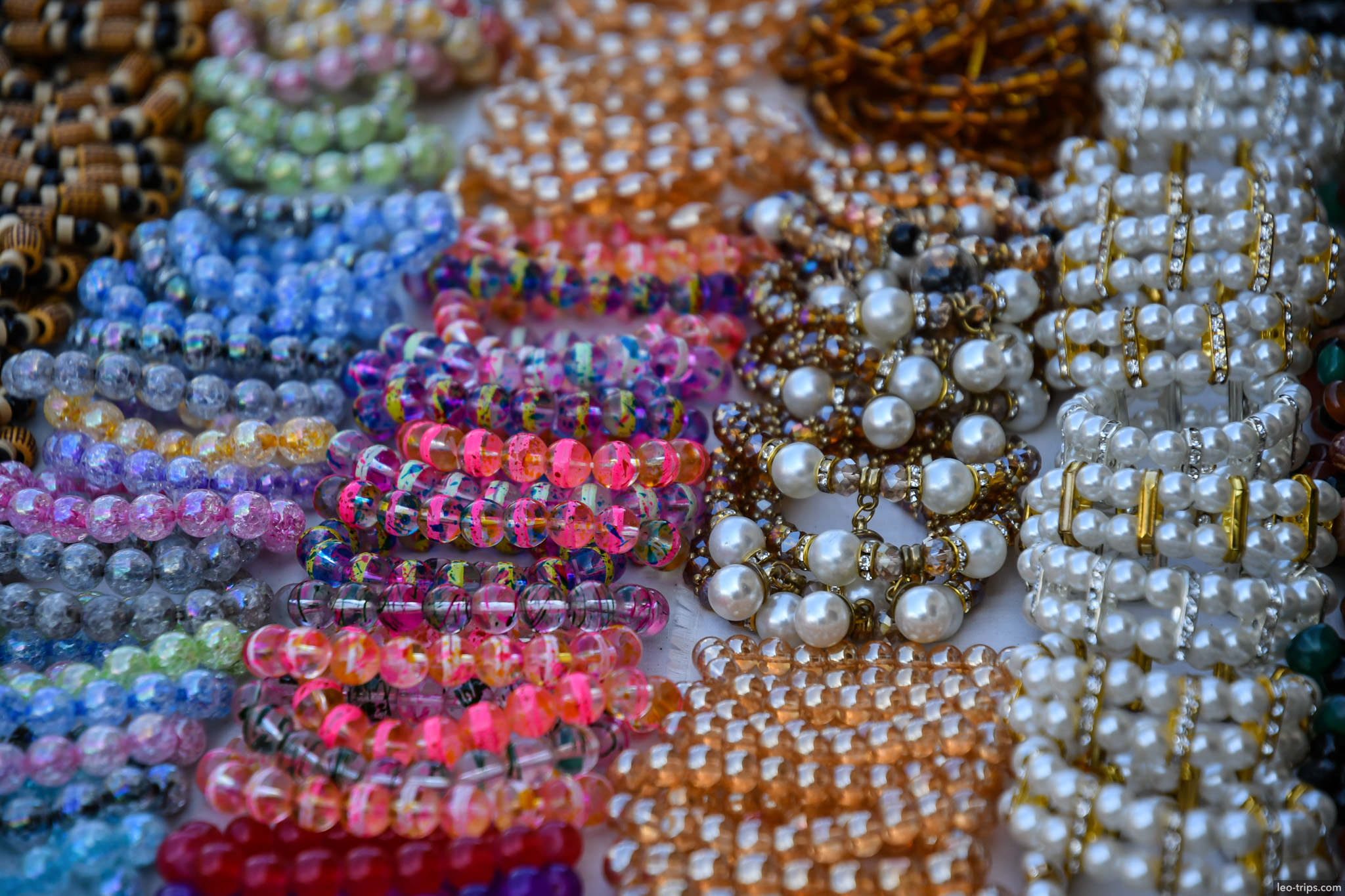 colorful bead bracelets market closeup bagan bagan