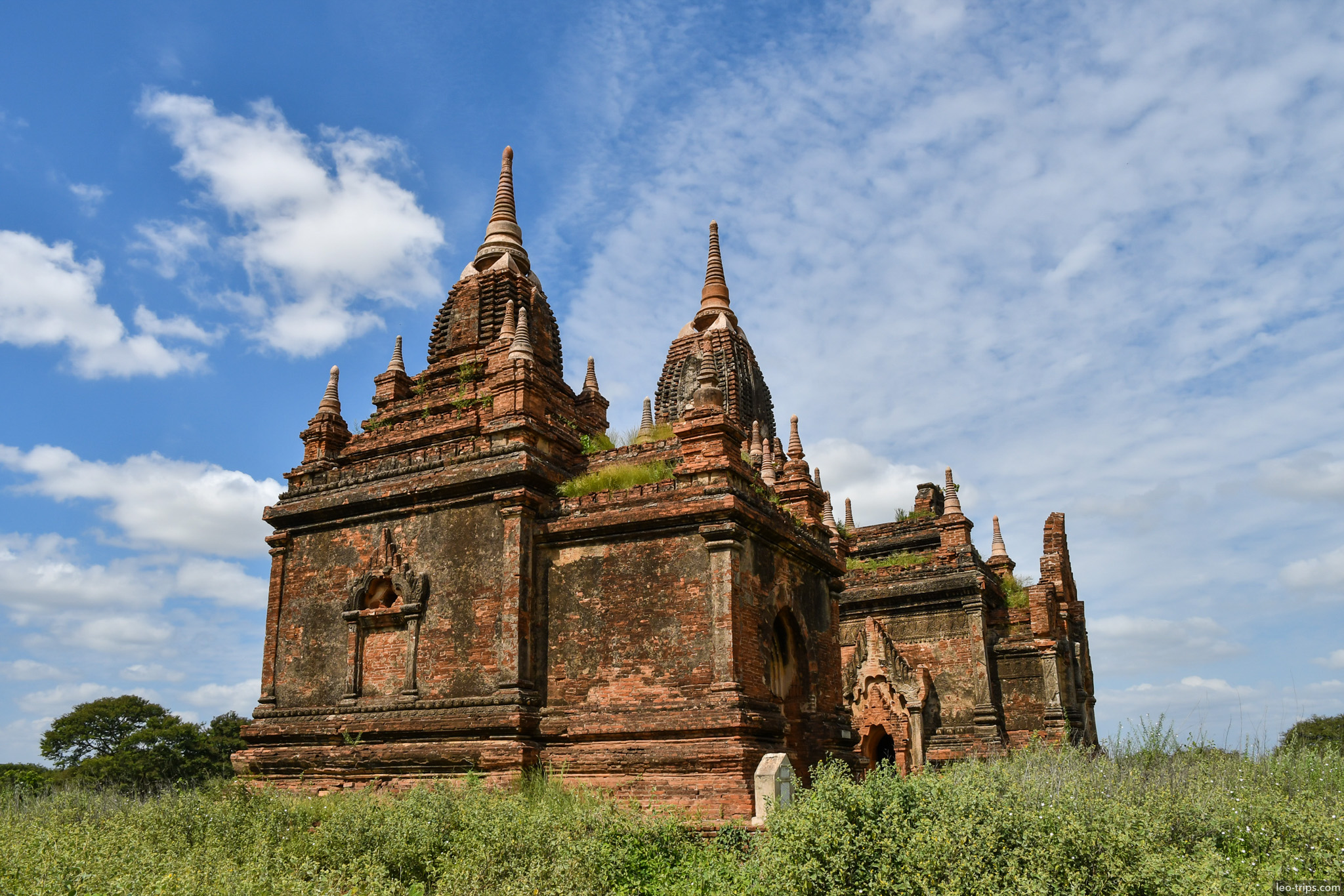 twin spired temple in green field bagan bagan