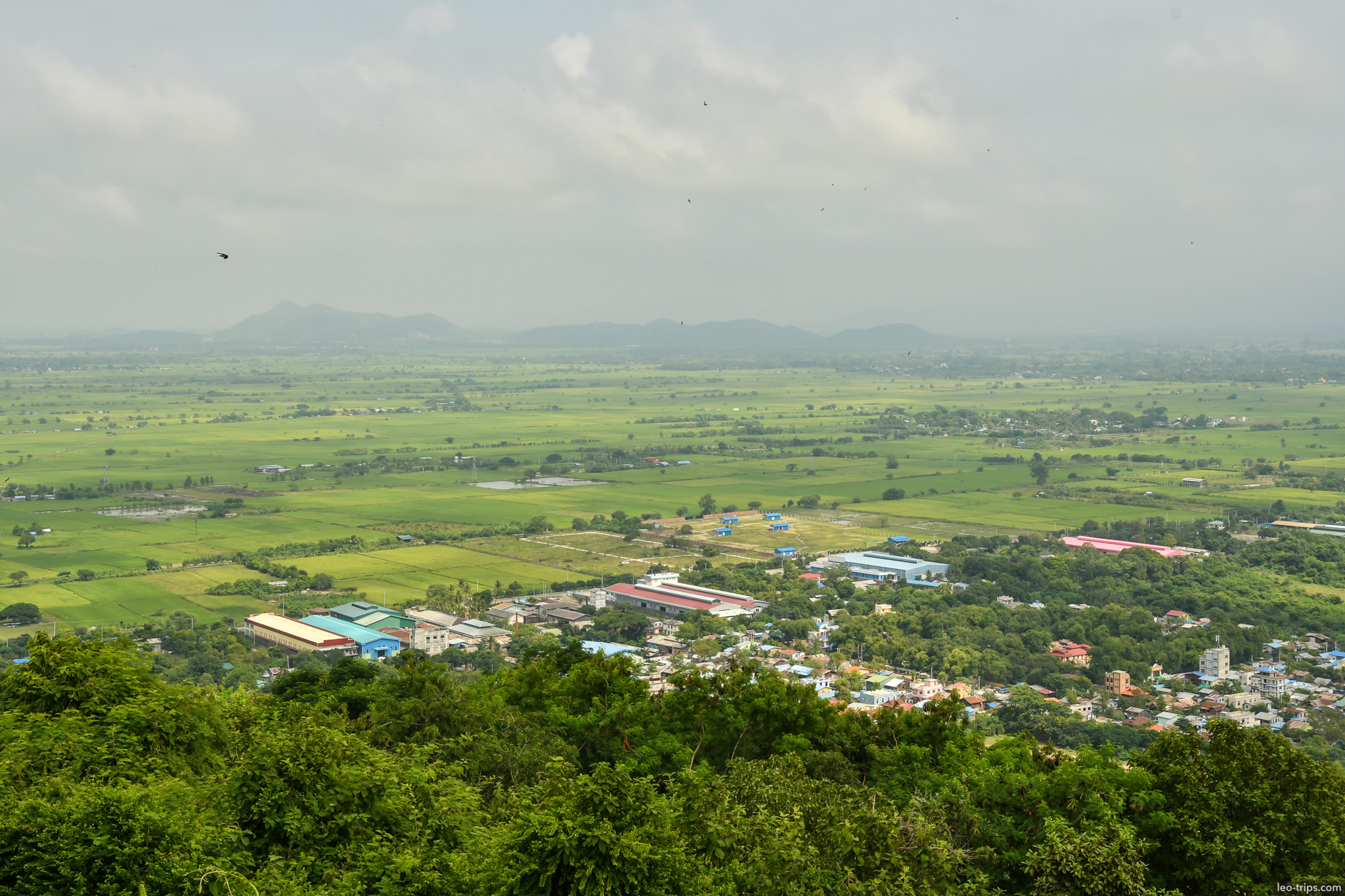 green rice fields and mountains mandalay hill view mandalay