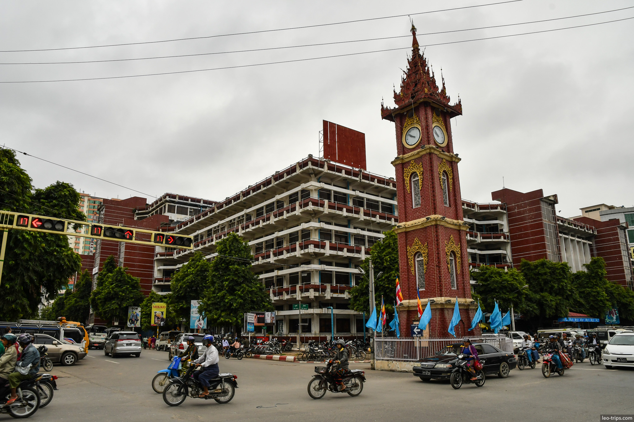 mandalay clock tower busy intersection mandalay