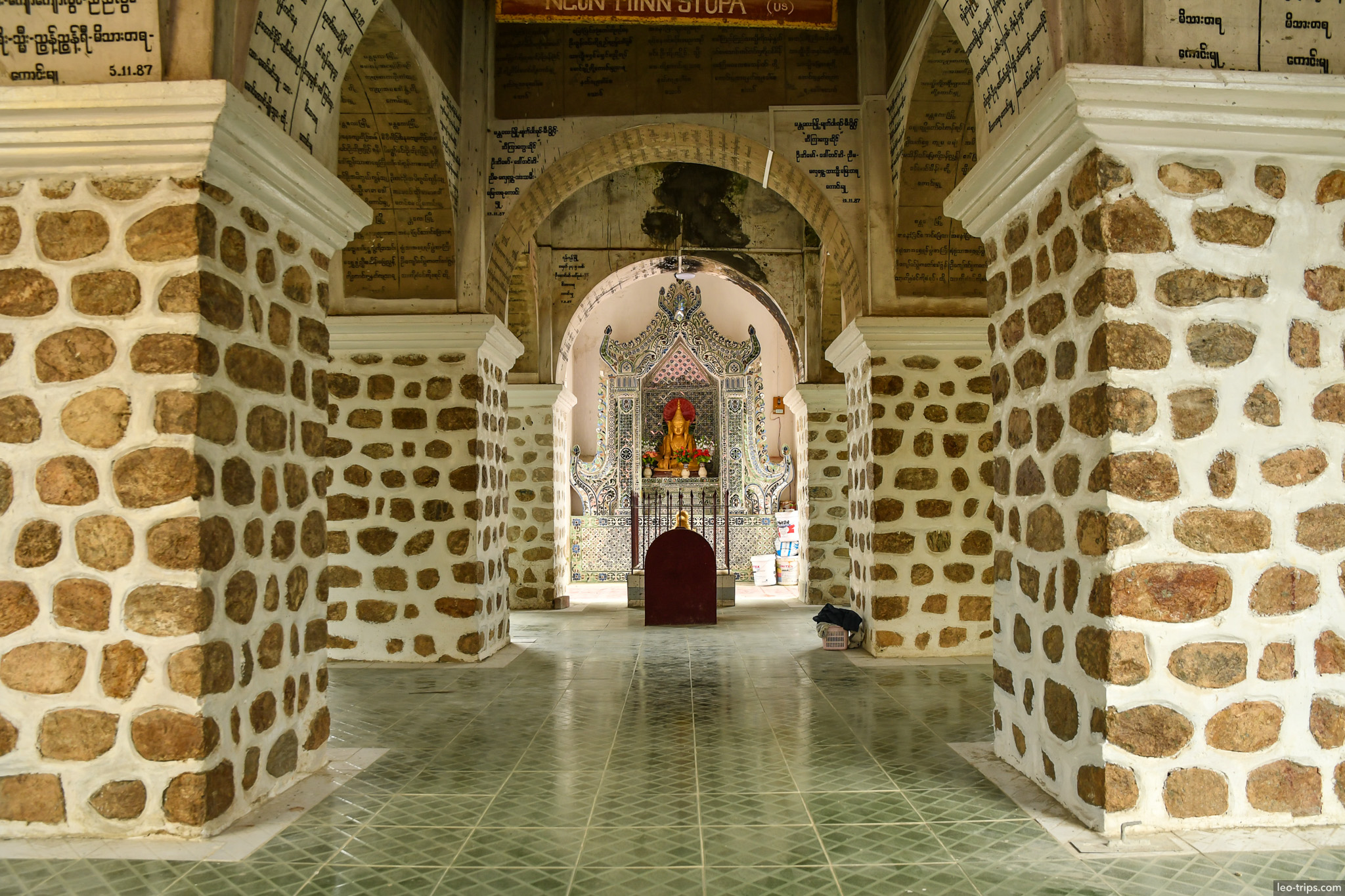 negun minn stupa interior buddha altar mandalay