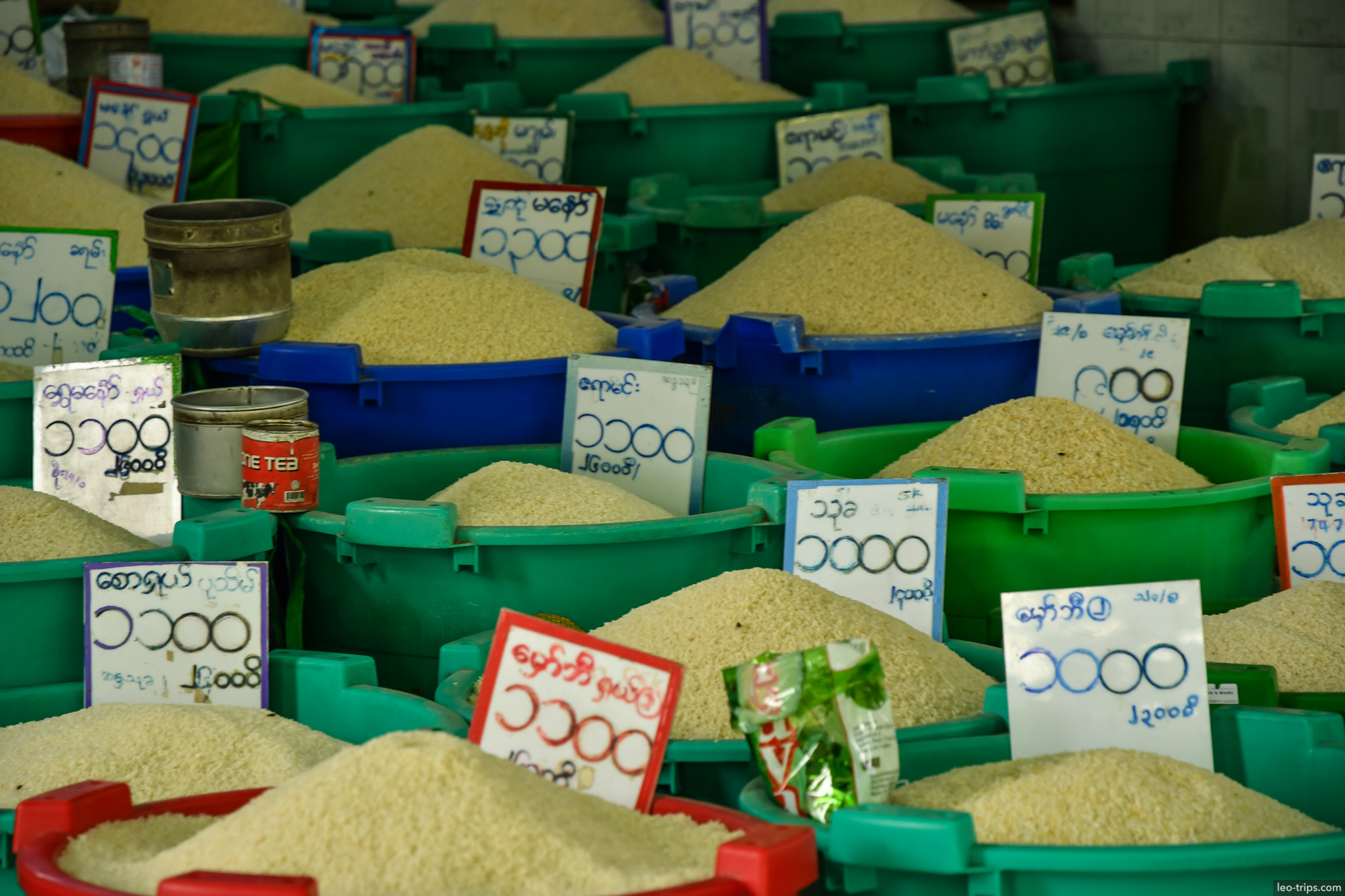 rice varieties market stall mandalay mandalay