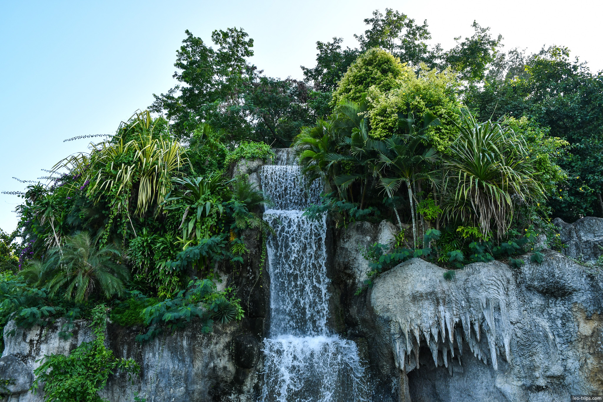 artificial waterfall with tropical plants naypyidaw naypyidaw