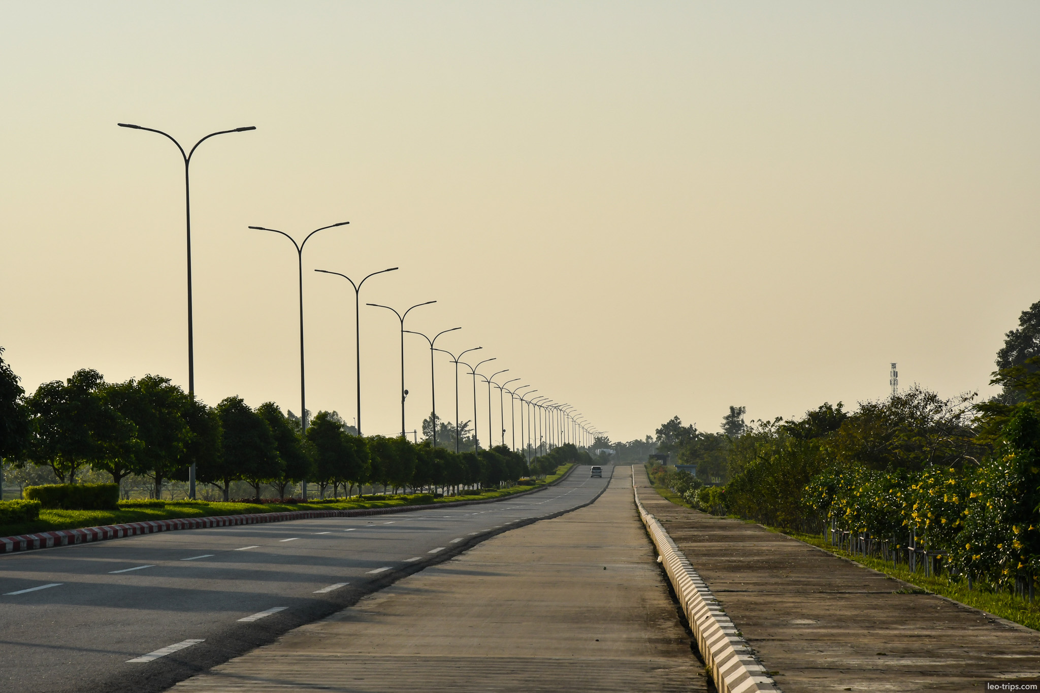 empty multi lane highway with streetlights naypyidaw naypyidaw