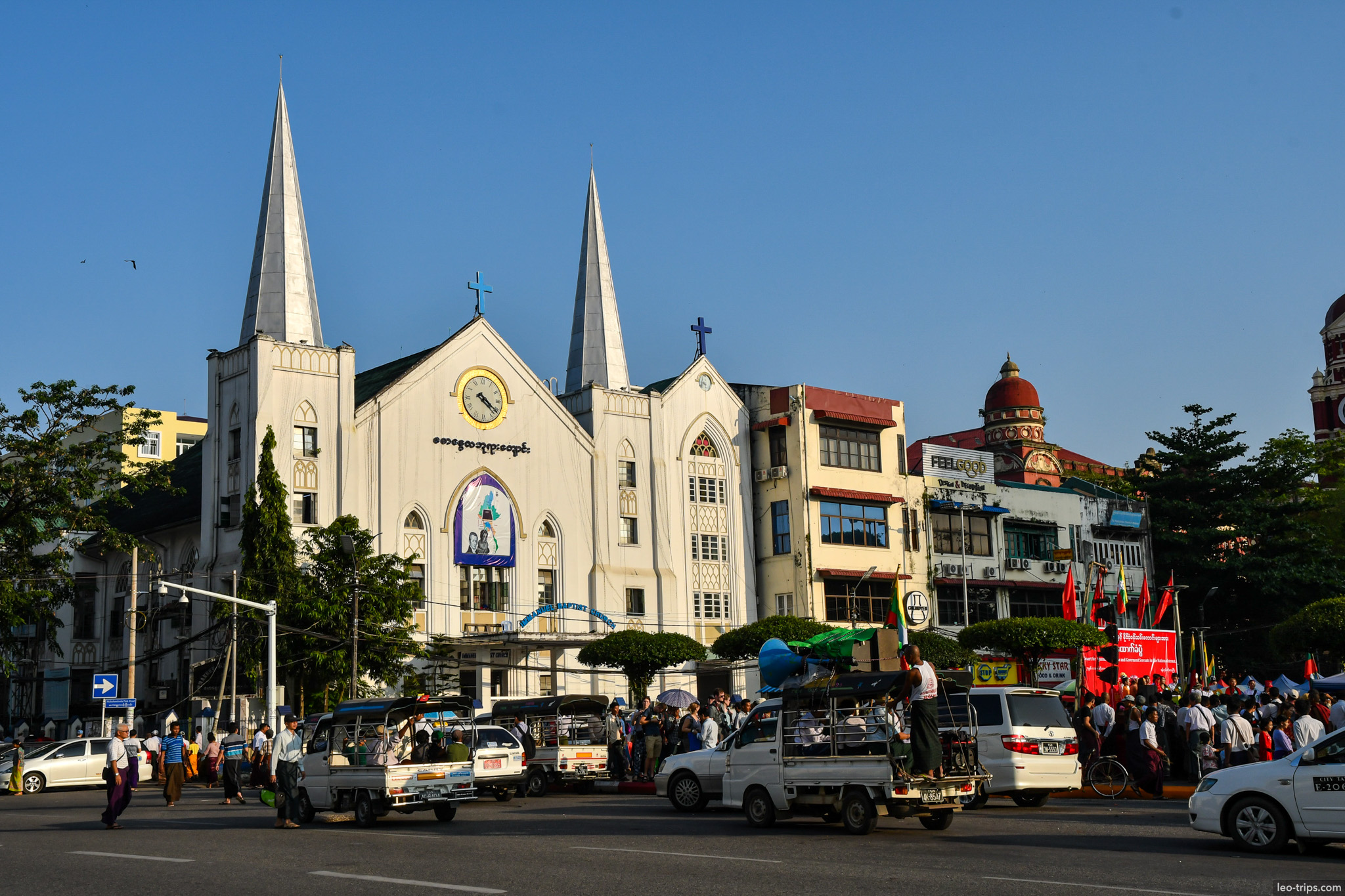 white gothic church with twin spires yangon yangon