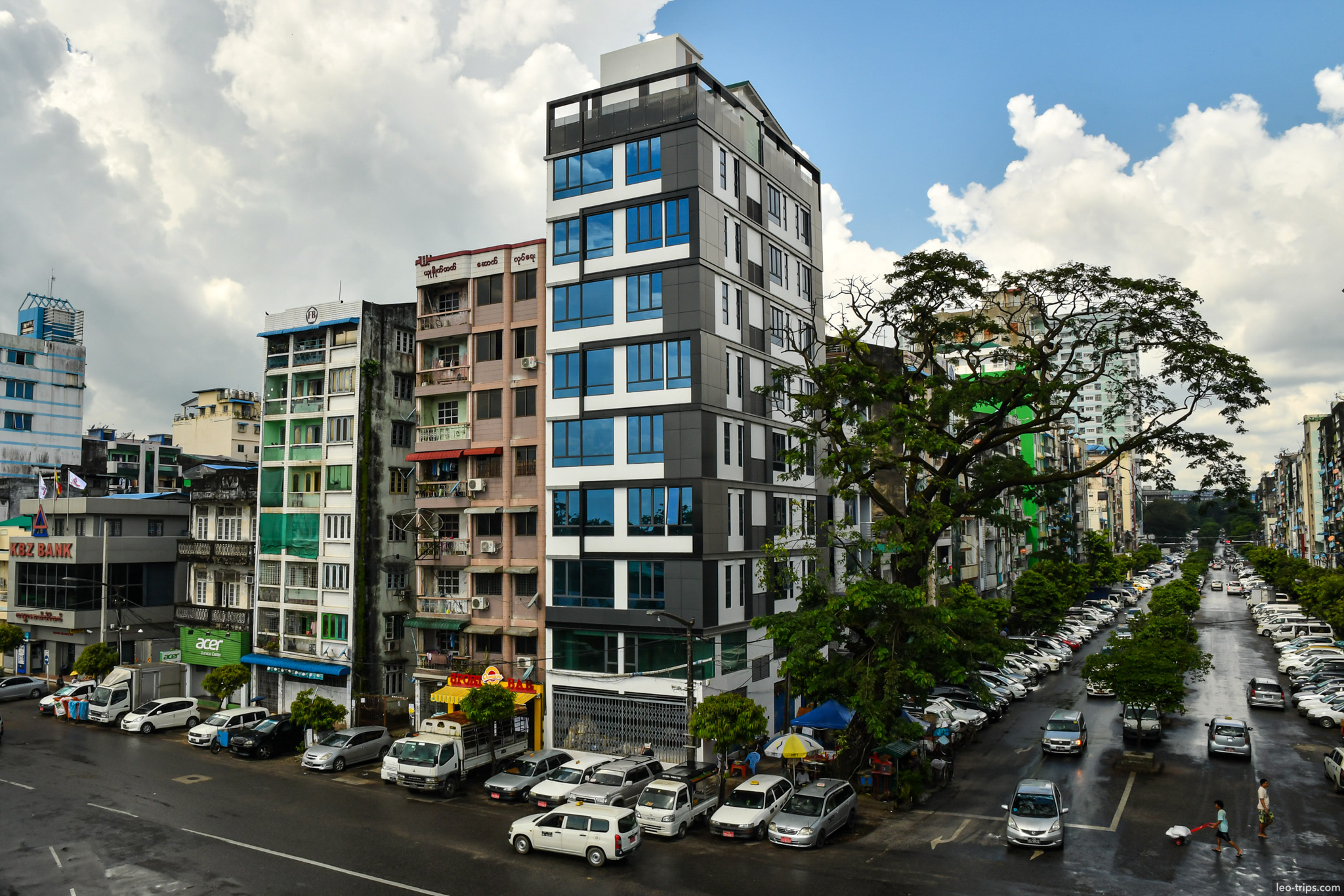 yangon downtown mixed architecture new old buildings street yangon