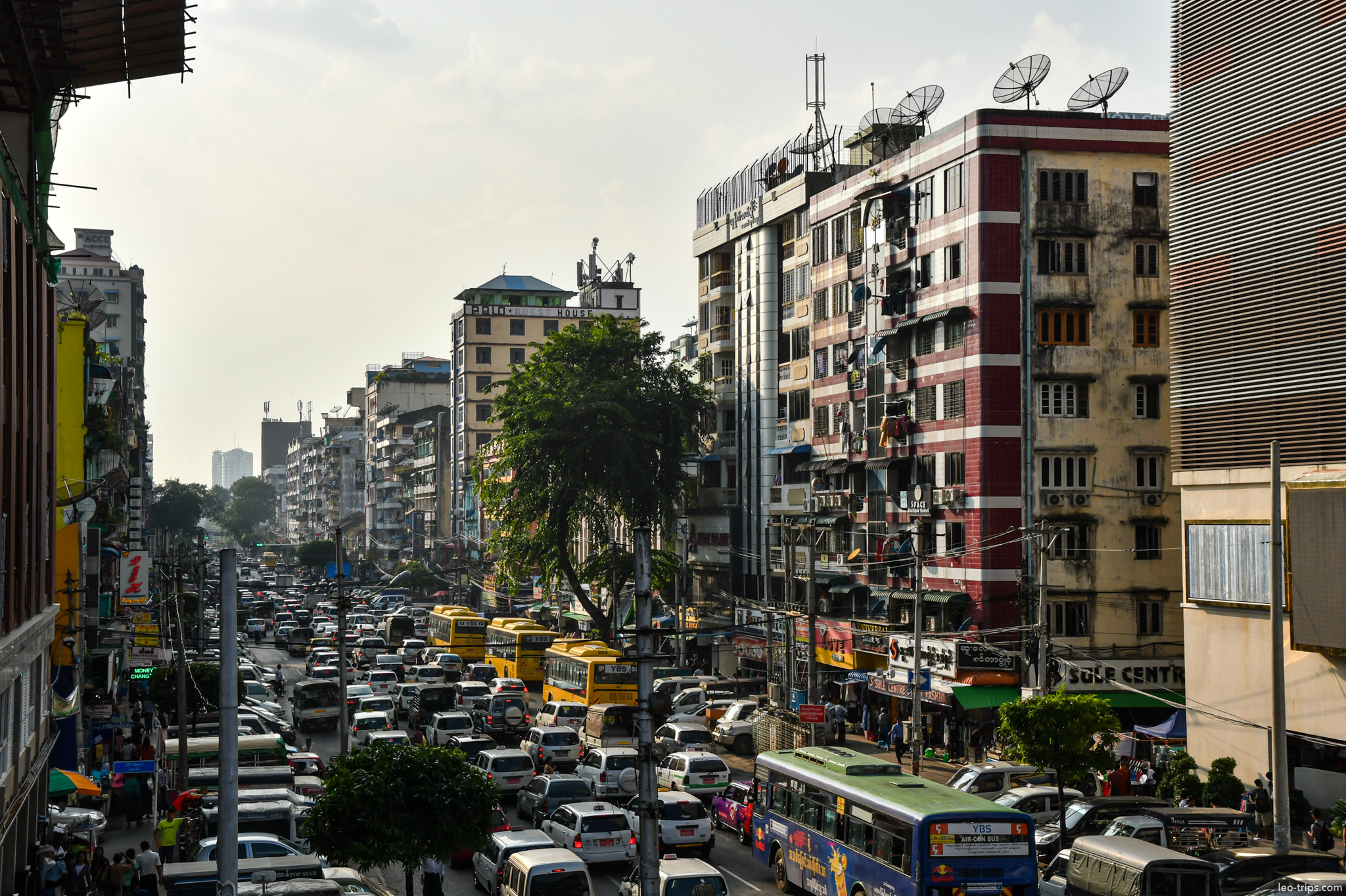 yangon downtown traffic jam busy street yangon