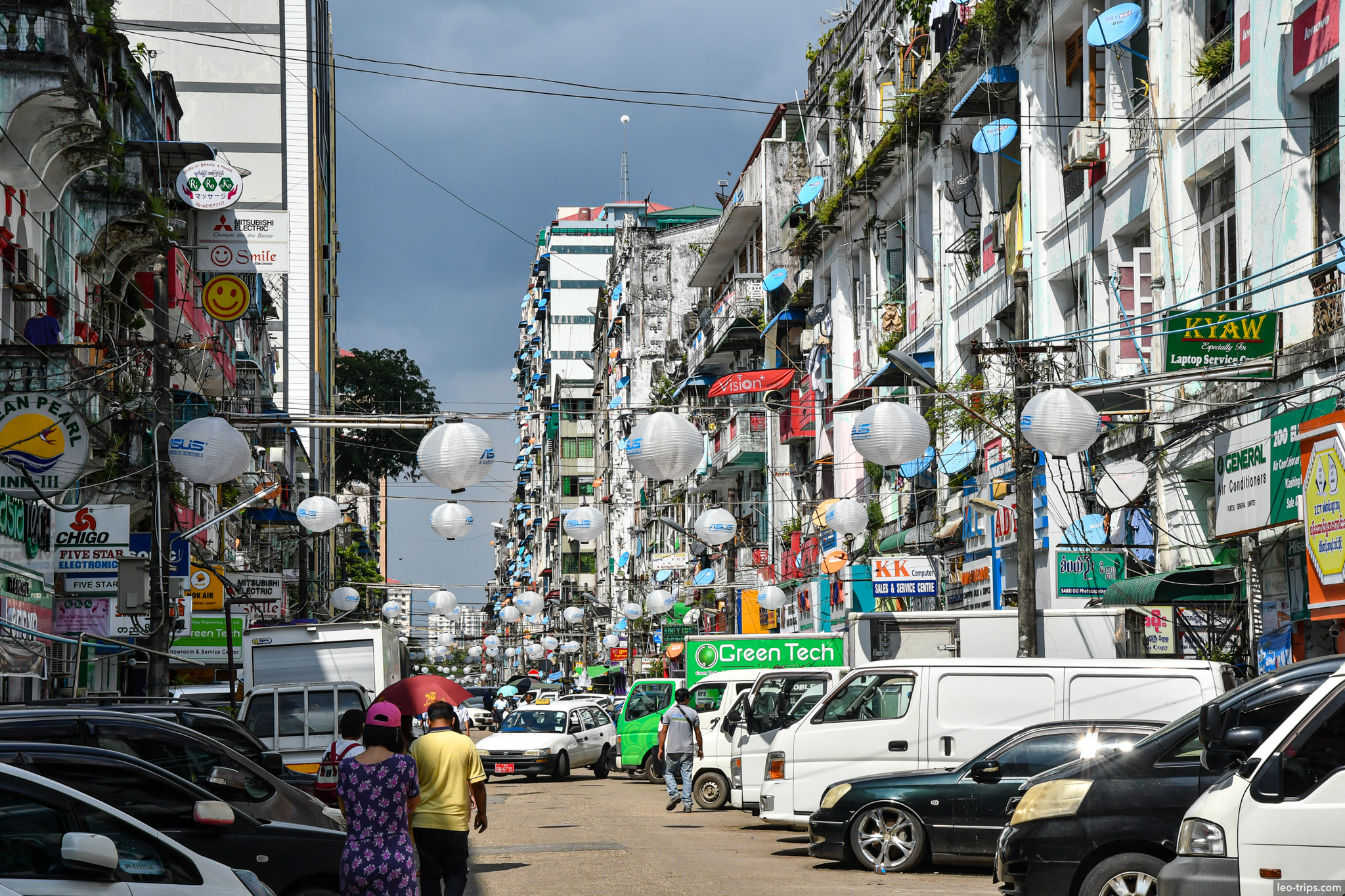 yangon electronics street lanterns downtown yangon yangon