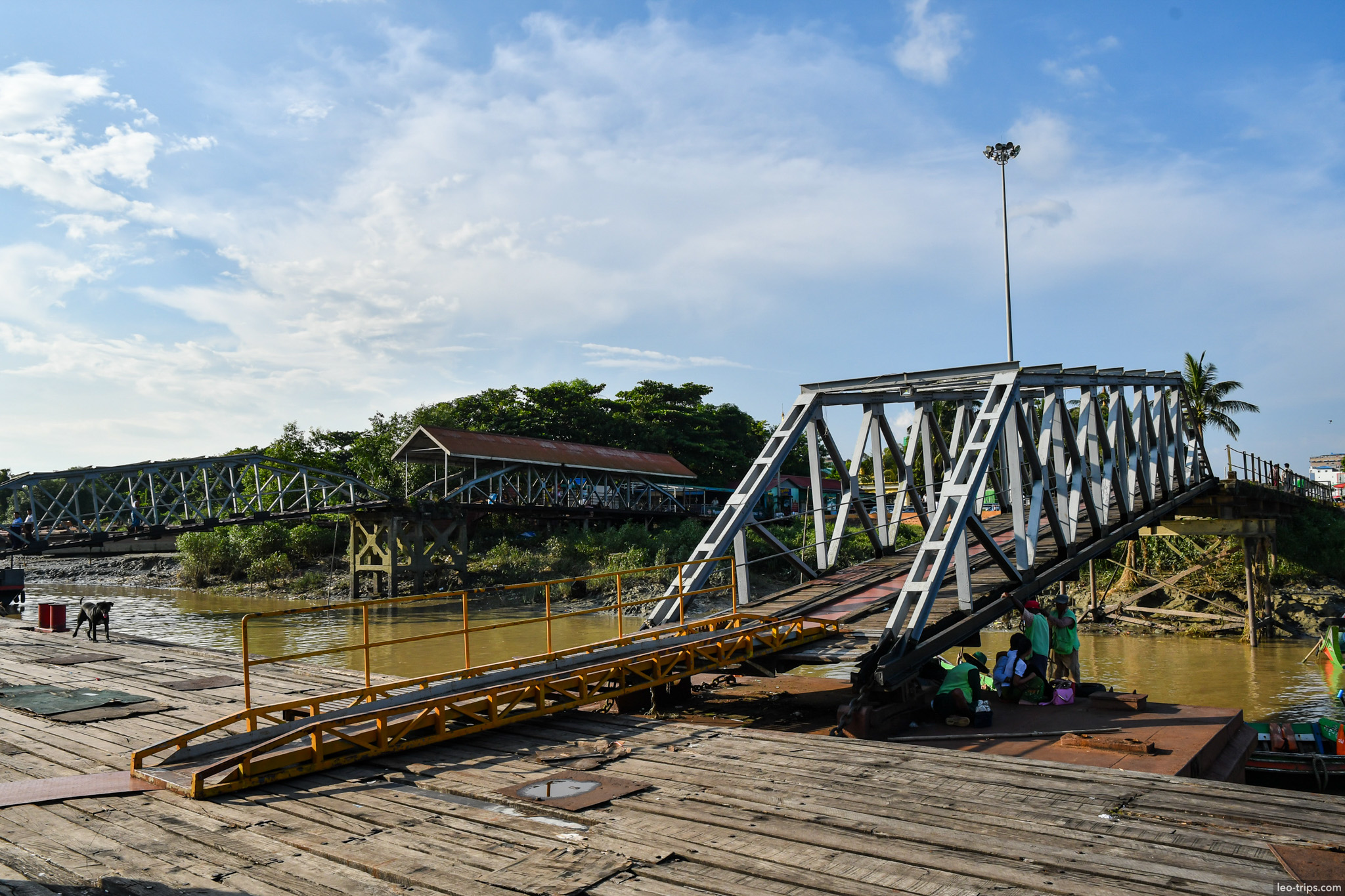 yangon river metal truss ferry ramp dala side yangon