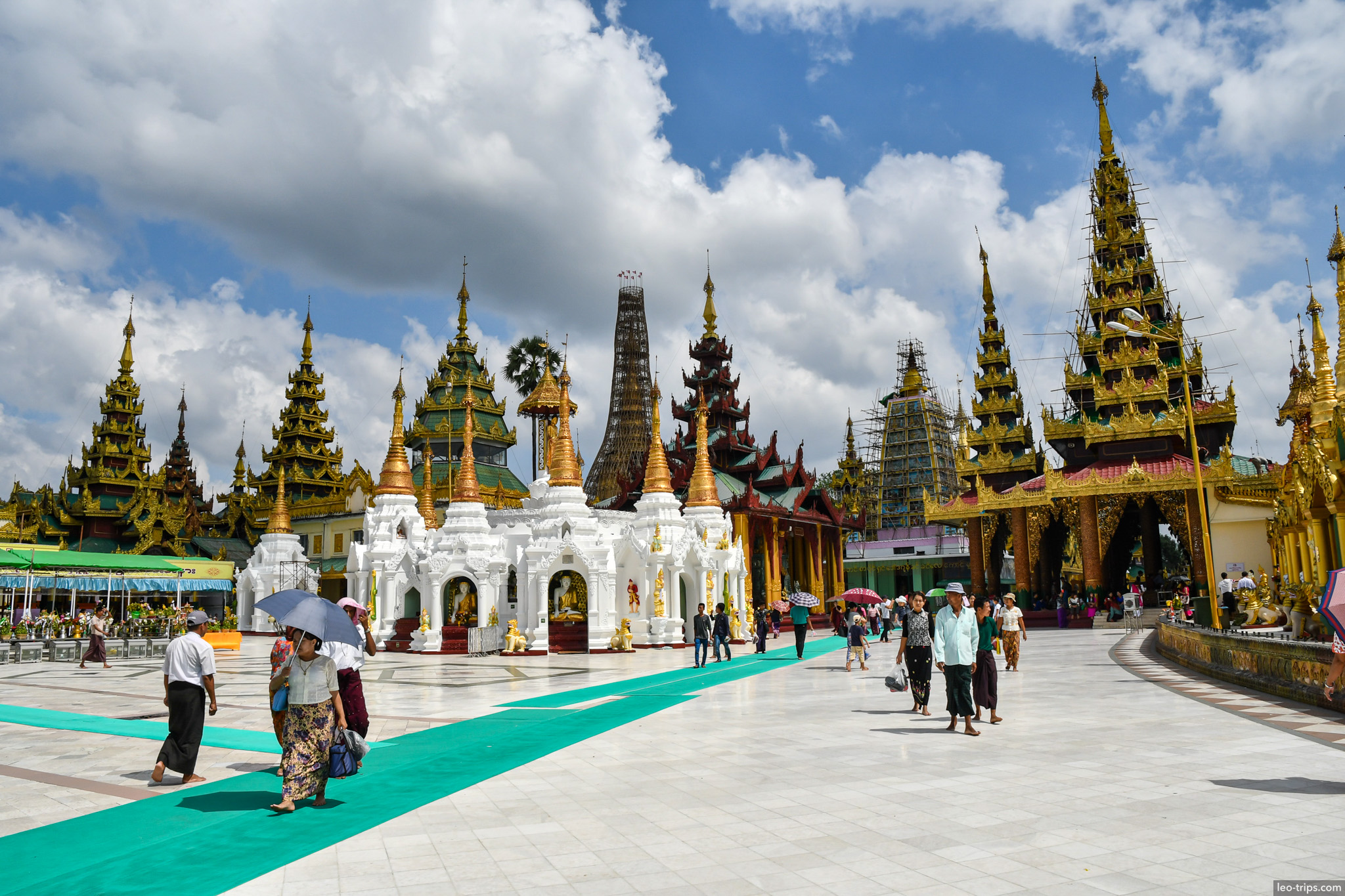 yangon shwedagon pagoda complex golden stupas worshippers yangon