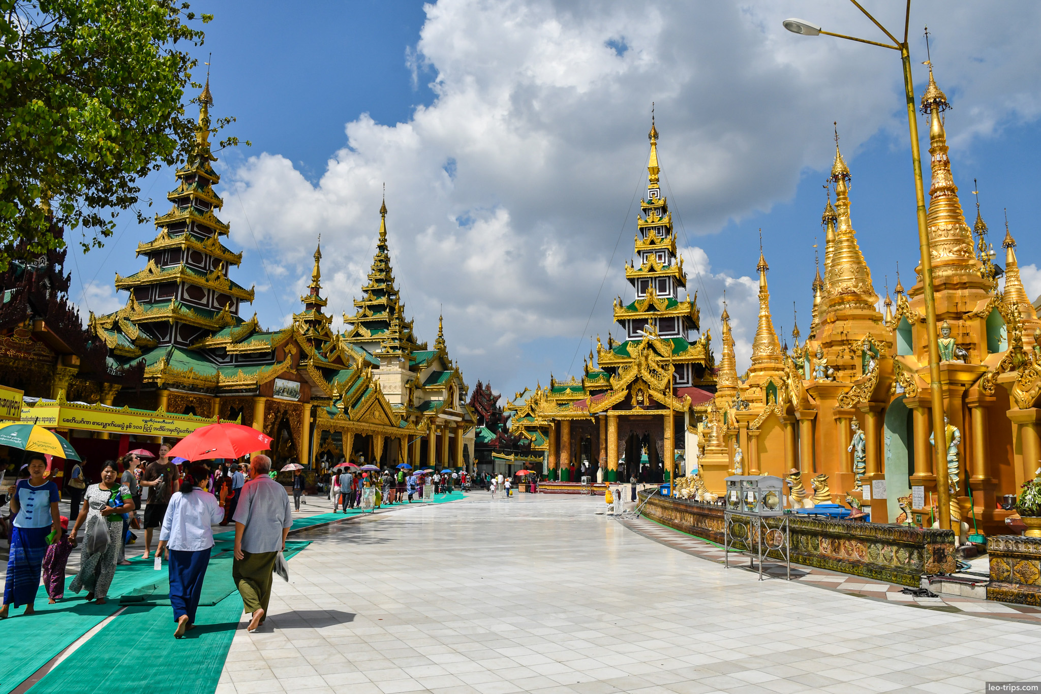 yangon shwedagon pagoda golden shrines walkway pilgrims yangon