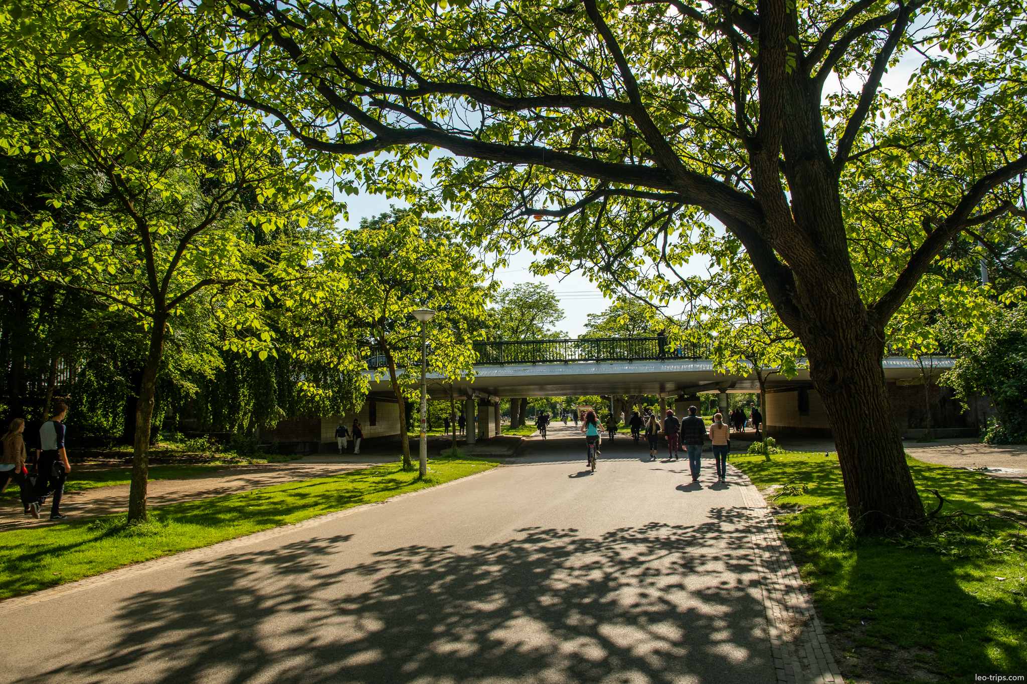 vondelpark amsterdam path with bridge amsterdam