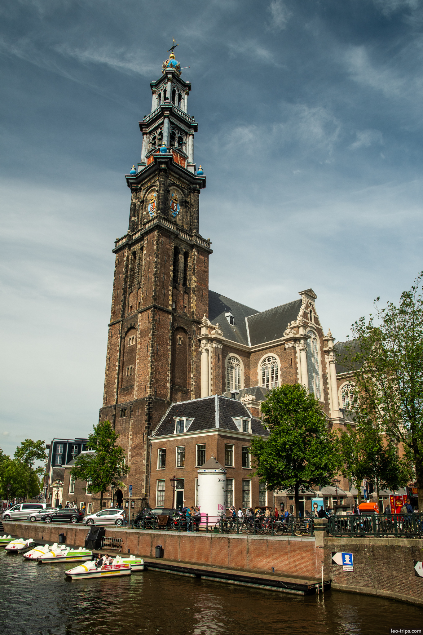 westerkerk church tower amsterdam canal amsterdam