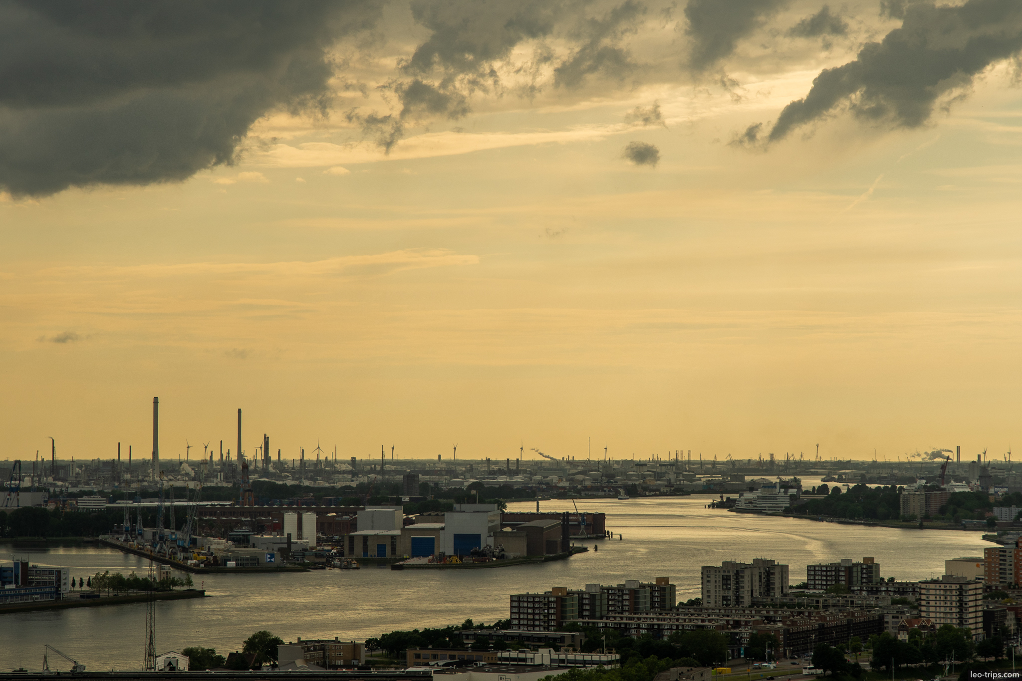 port of rotterdam industrial sunset panorama rotterdam