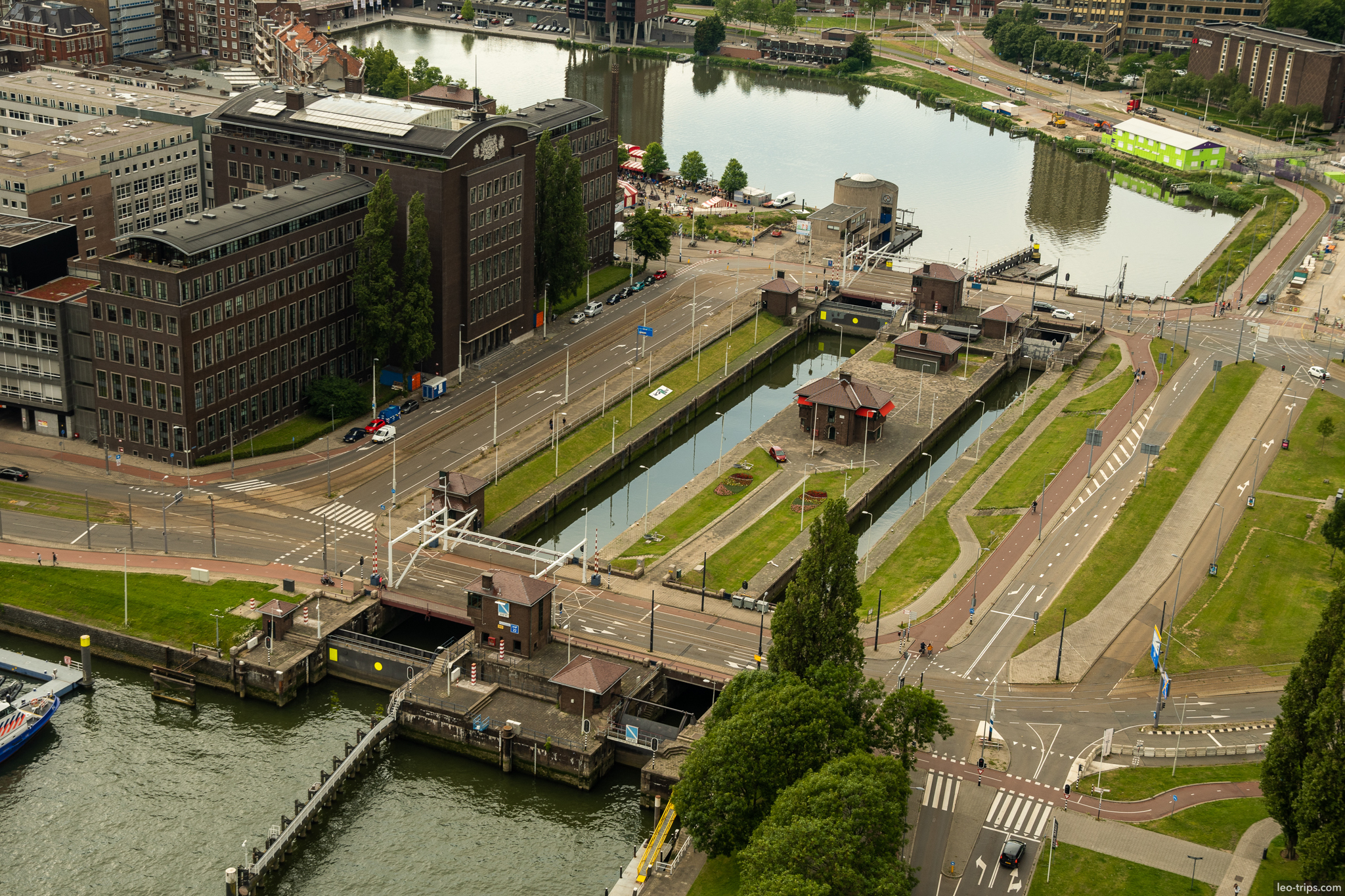 rotterdam canal lock aerial view rotterdam