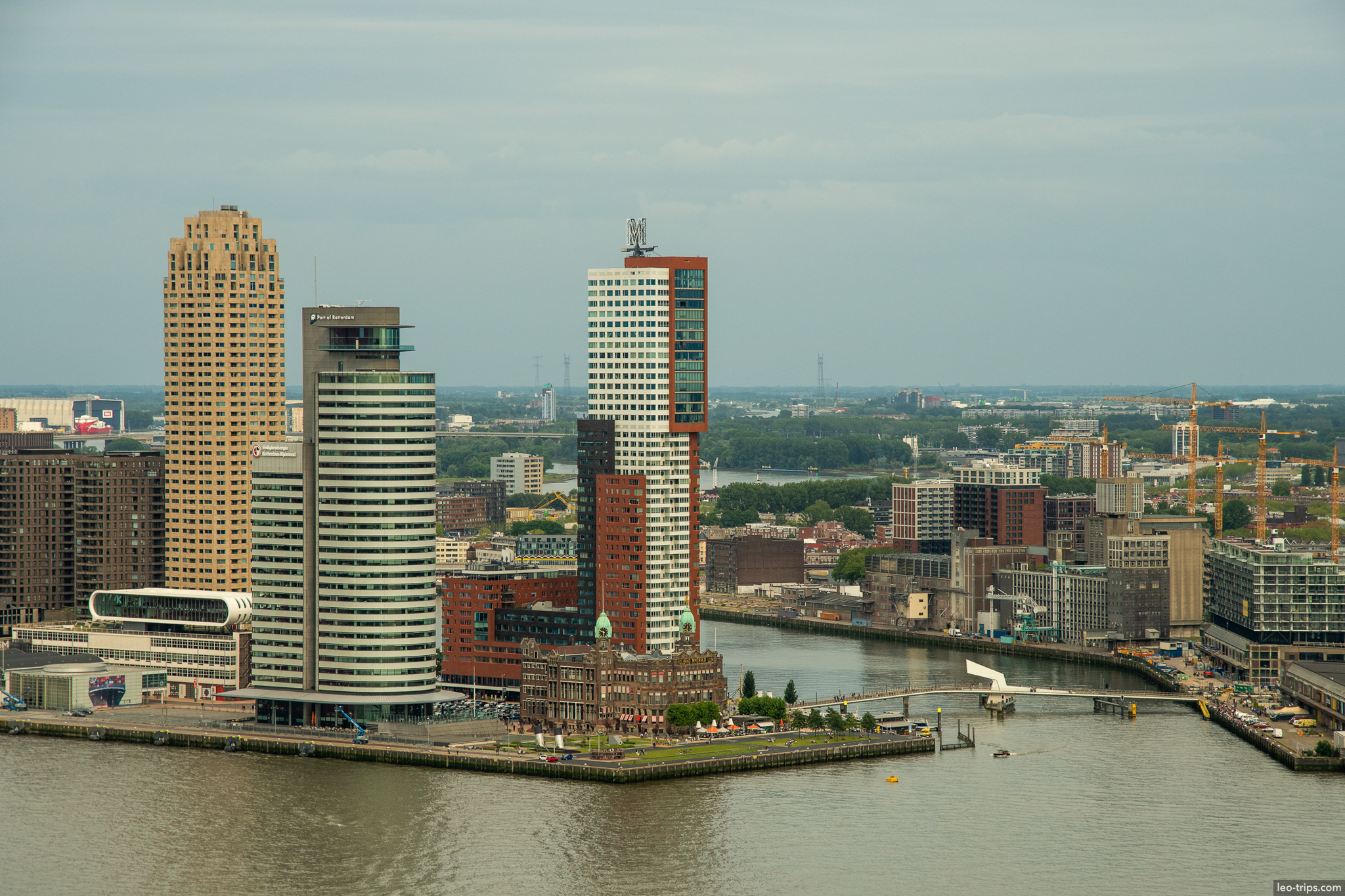 wilhelminapier skyline aerial view rotterdam