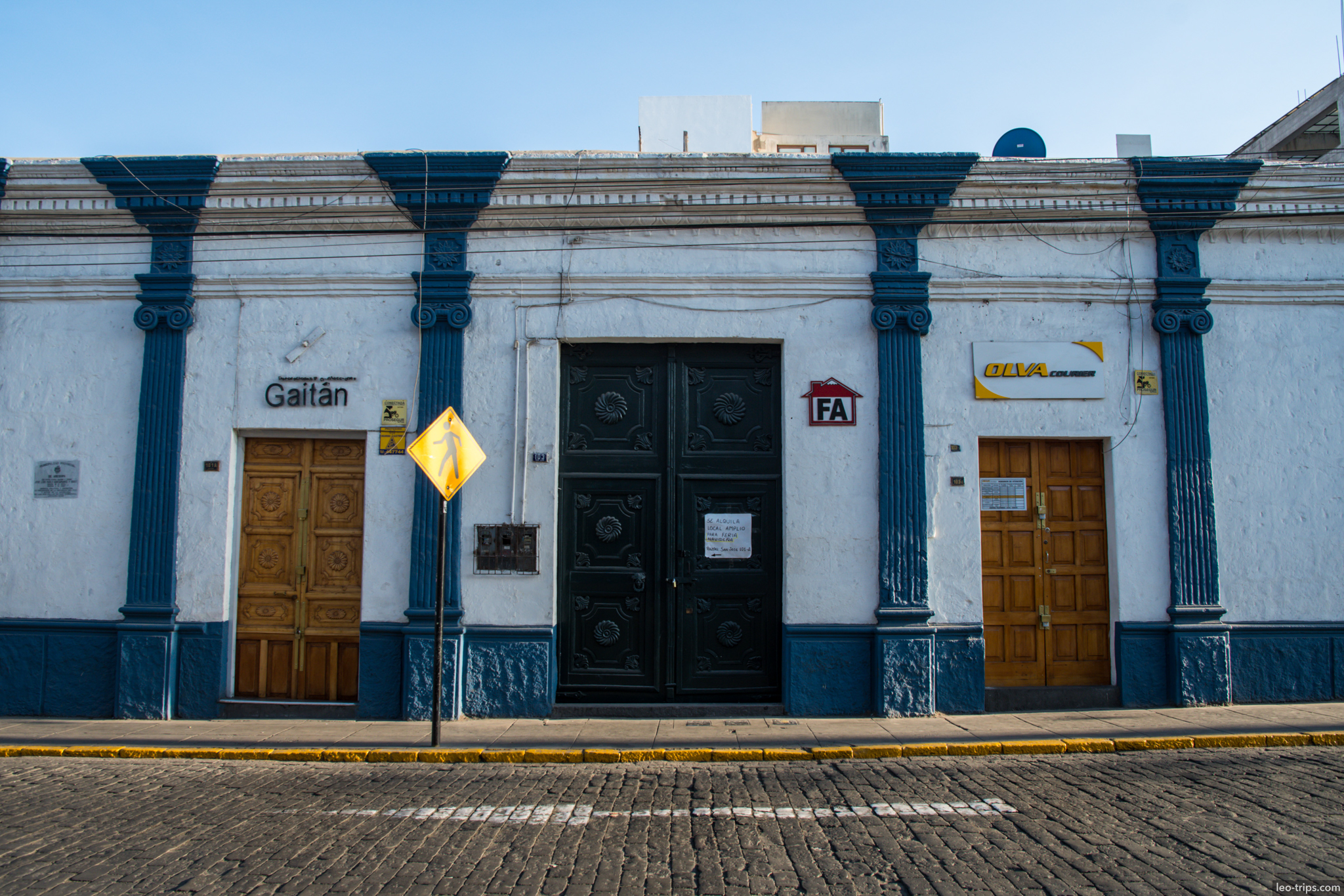 gaitan building blue columns green door arequipa arequipa