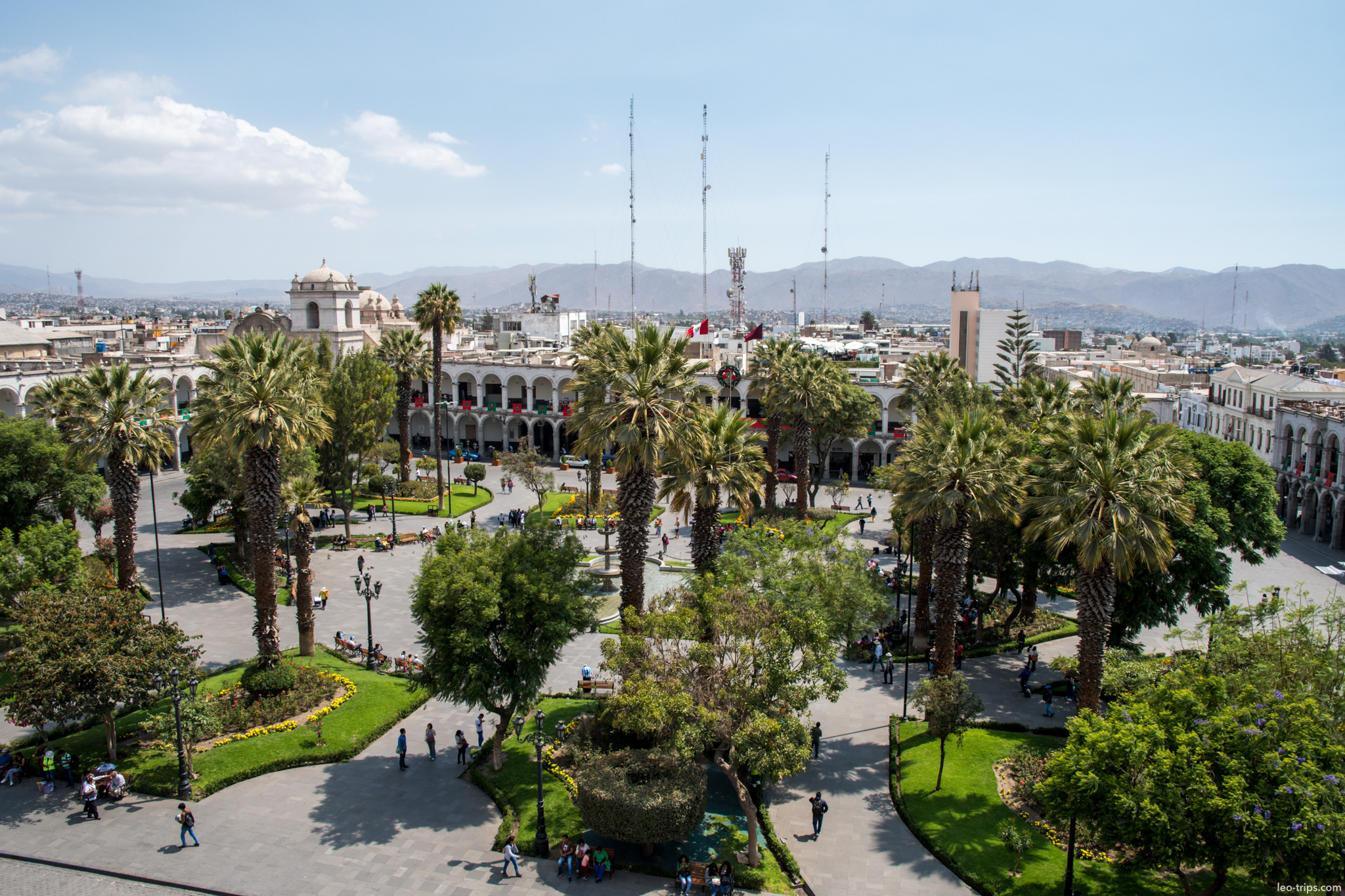 plaza de armas aerial view palms arcades arequipa arequipa
