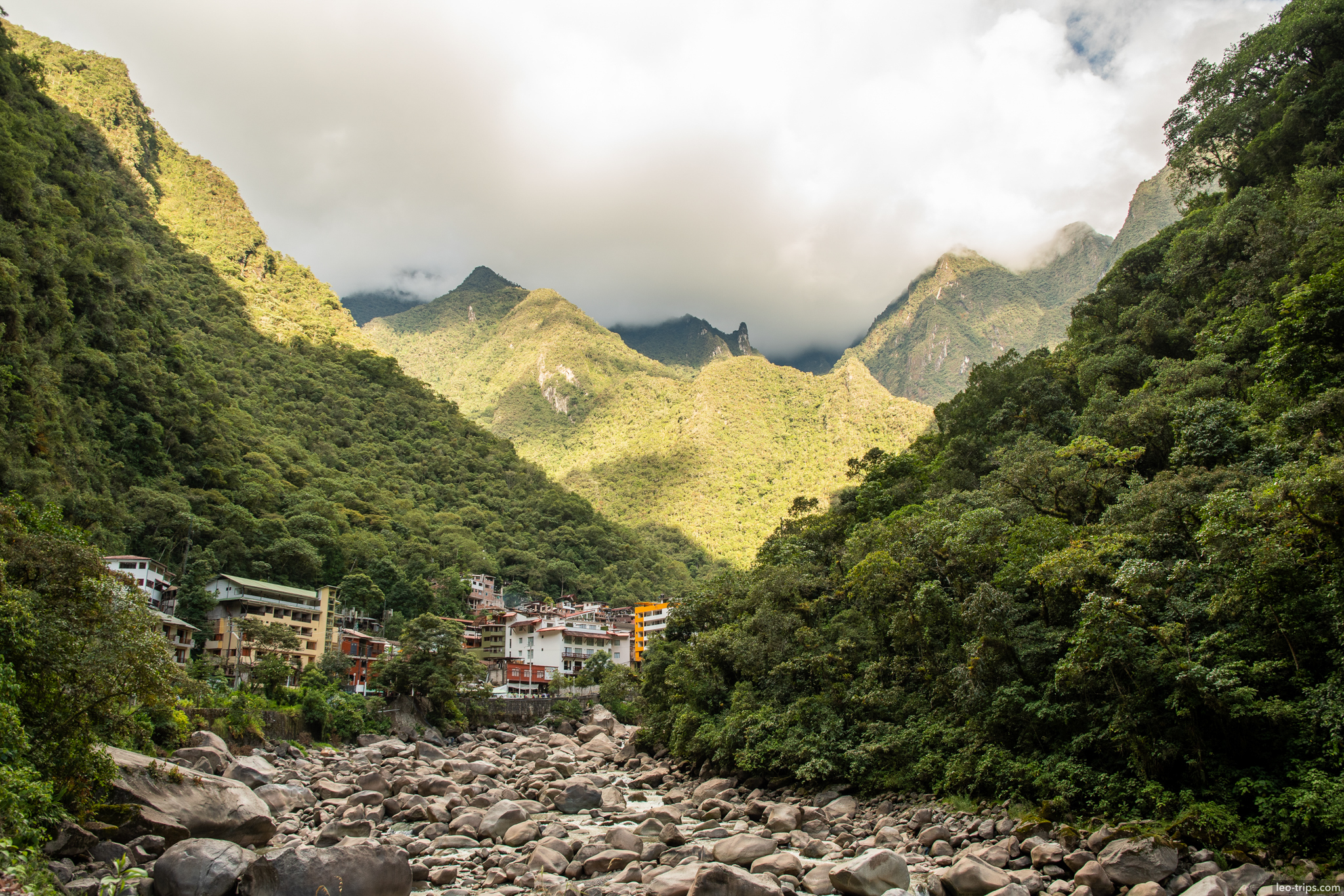aguas calientes town urubamba valley panorama around aguas calientes