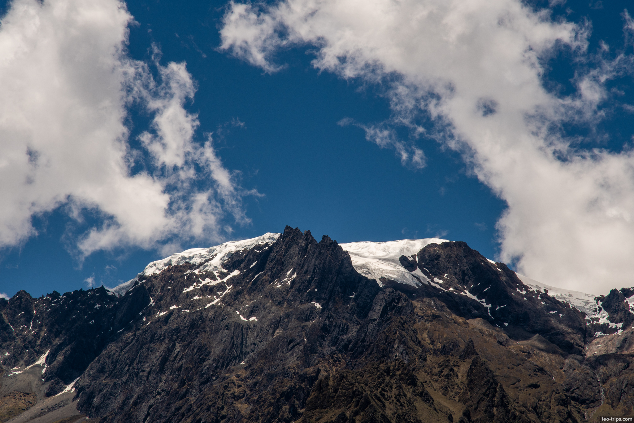 andes glacier peak clouds closeup around aguas calientes