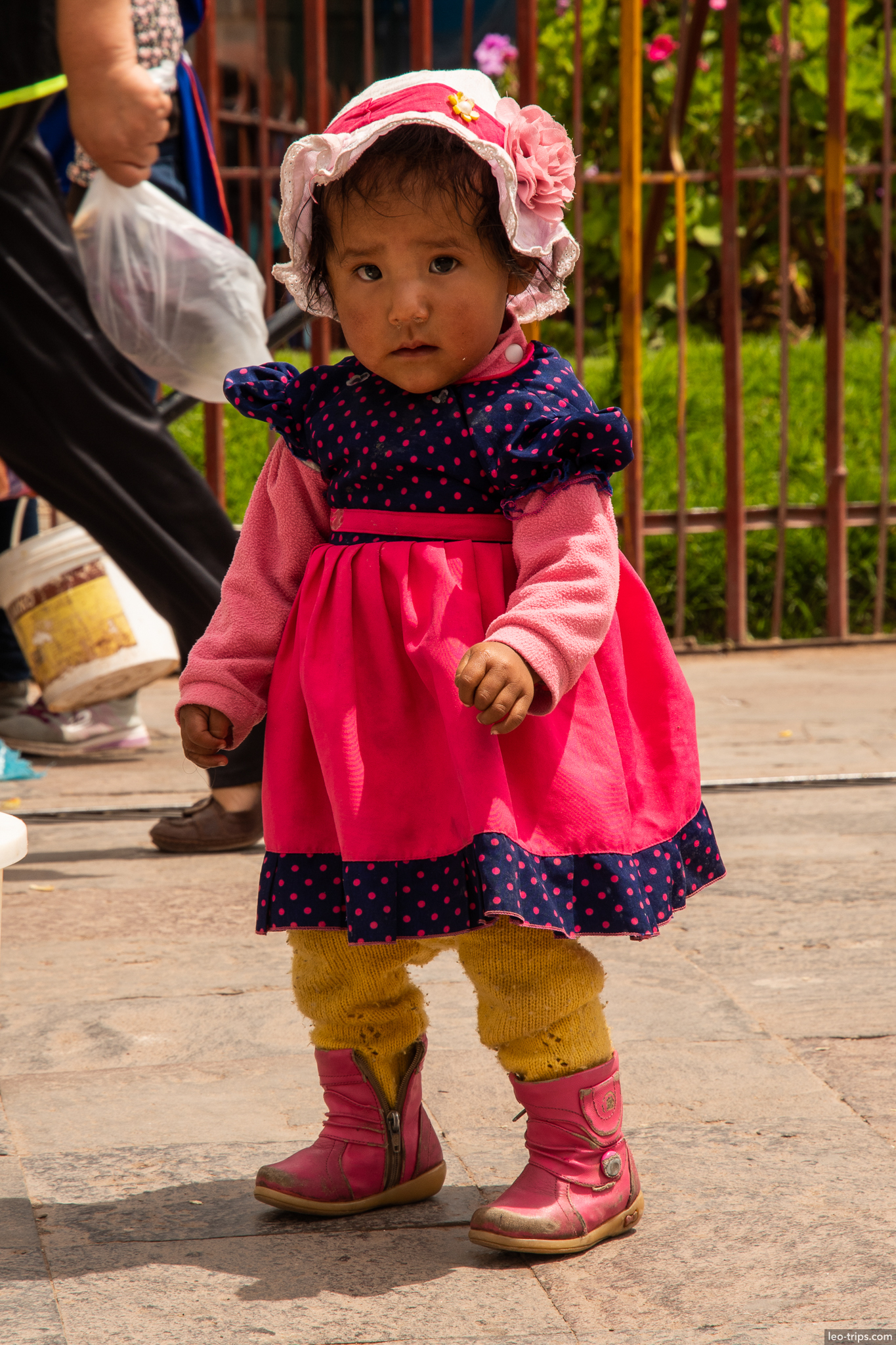 peruvian toddler girl pink dress boots cusco