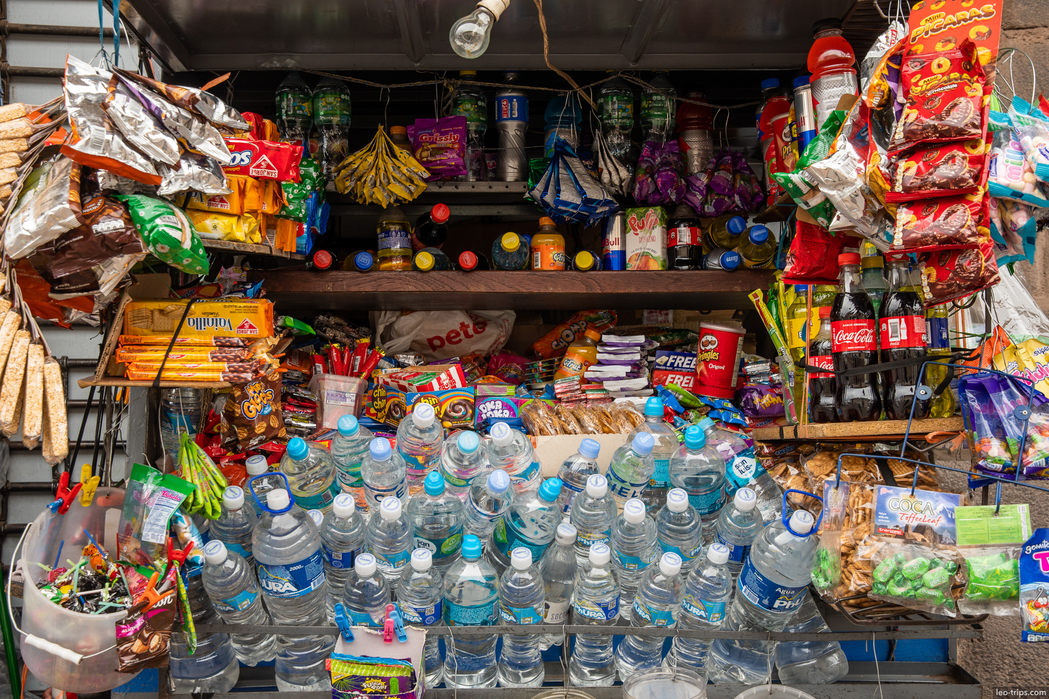 street kiosk snacks water bottles cusco
