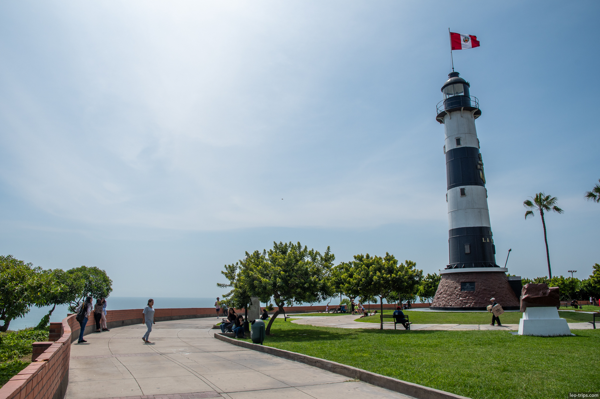 faro marina lighthouse miraflores peru flag lima