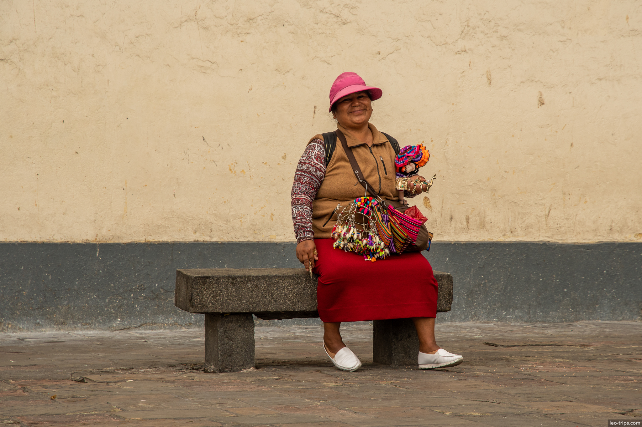 street vendor woman souvenirs lima plaza lima