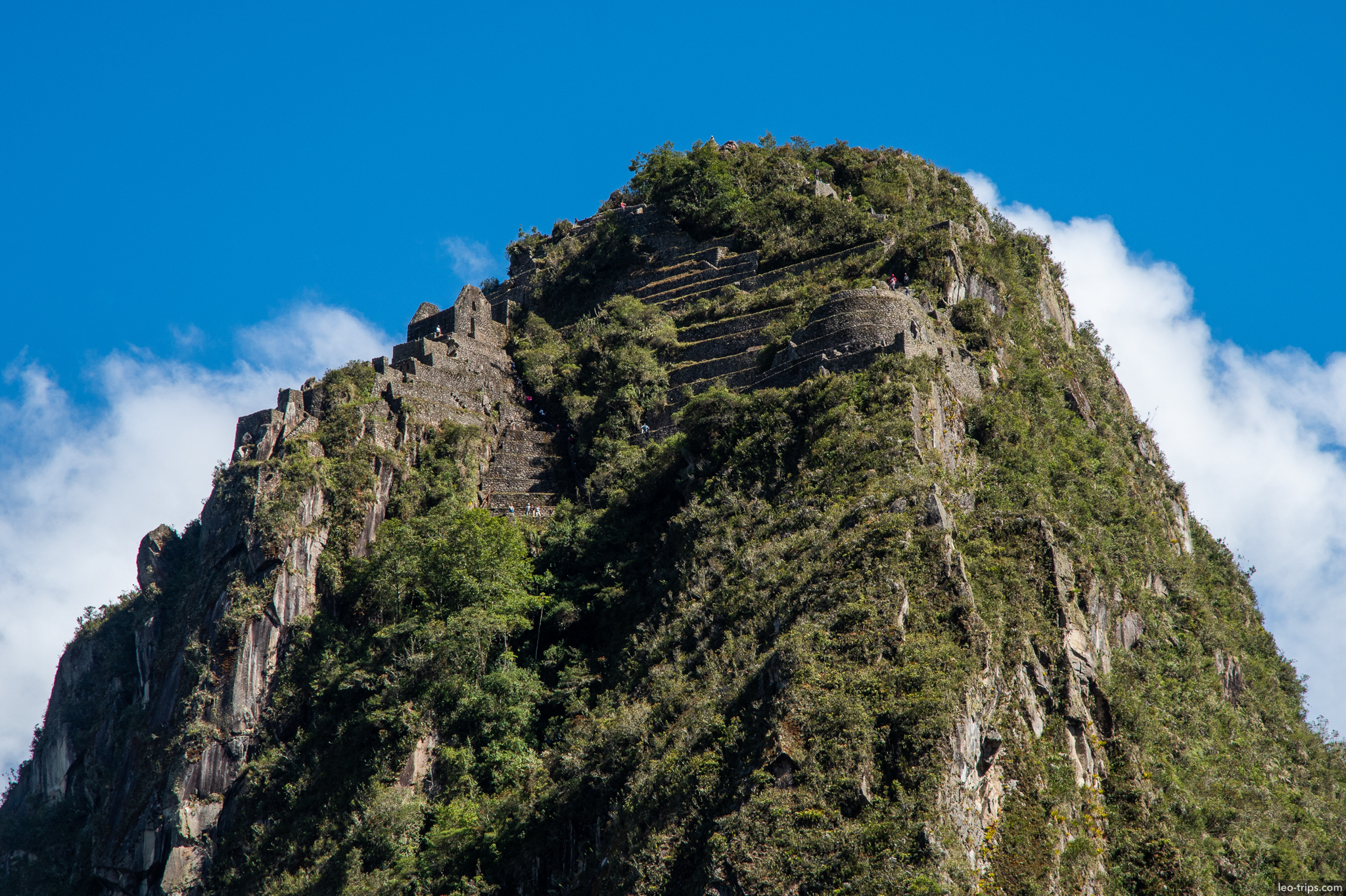 huayna picchu peak inca ruins terraces view from below machu picchu