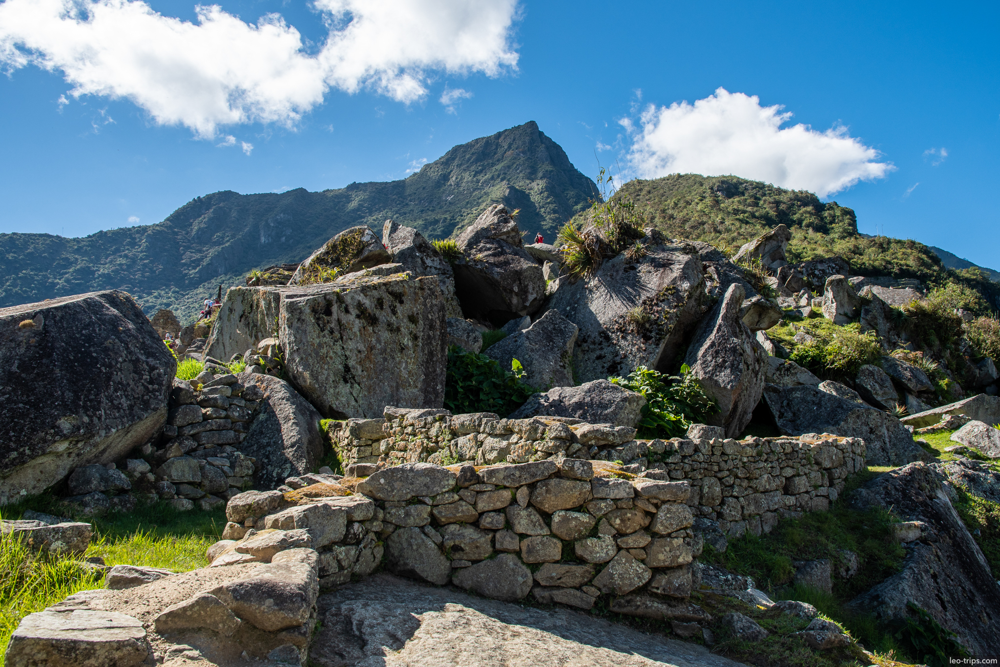 natural boulders ruins base mountain machu picchu